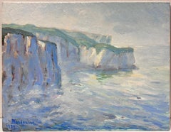 Contemporary French Impressionist Oil Normandy Cliffs and Seascape Coastal