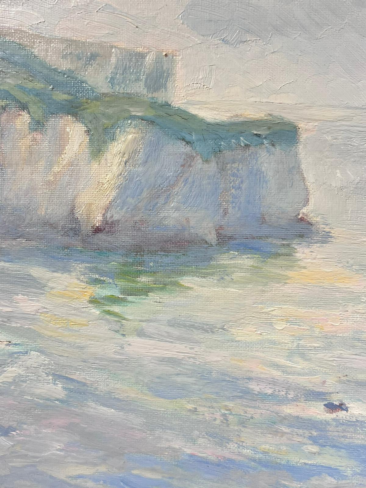 Contemporary French Impressionist Oil Normandy Cliffs and Seascape Coastal For Sale 1