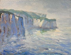 Vintage Contemporary French Impressionist Oil Normandy Cliffs and Seascape Coastal