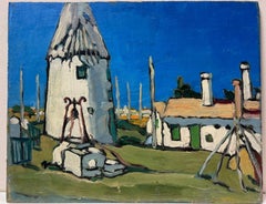 Contemporary French Impressionist Oil Old Houses in Landscape