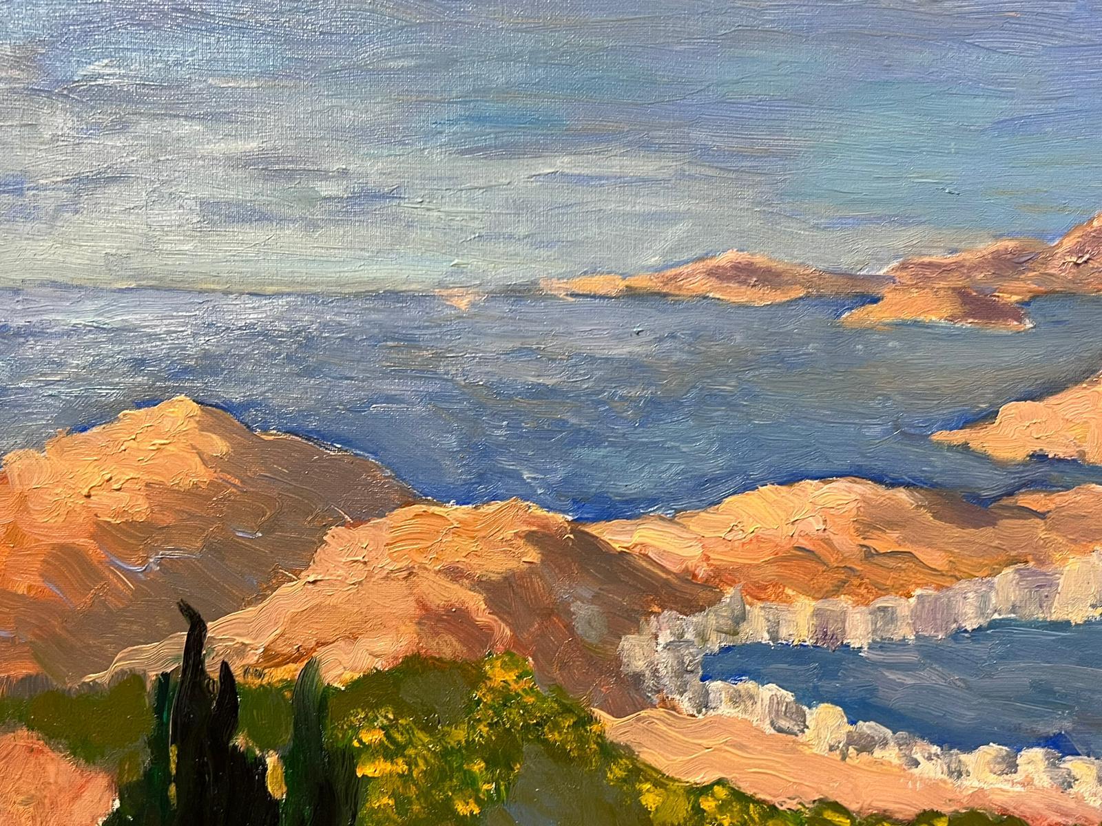 Contemporary French Impressionist Oil Olive Groves Mediterranean Sea For Sale 2