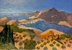 Huile impressionniste française contemporaine Oliviers Méditerranée