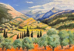 Contemporary French Impressionist Oil Olive Groves Provence Landscape framed