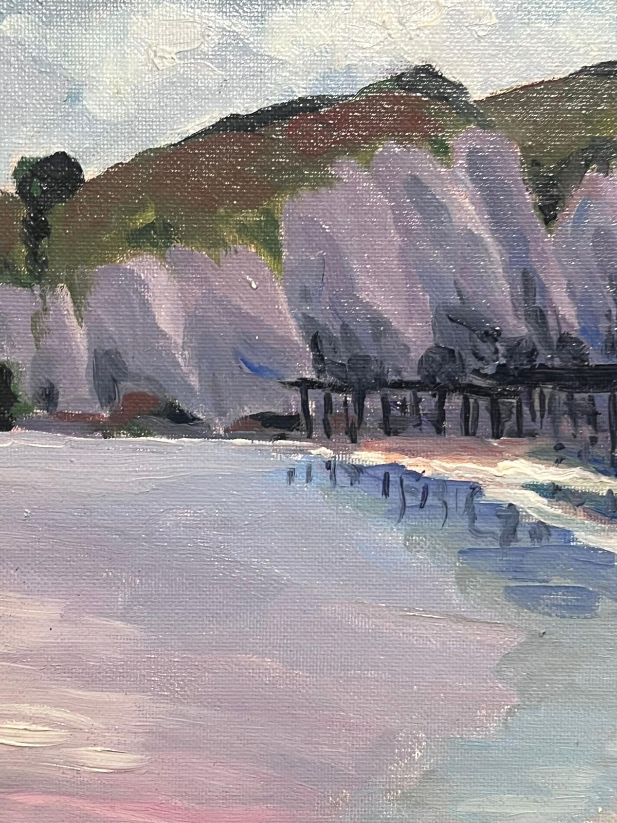 Contemporary French Impressionist Oil Rocky Coastline Sea Scape Beach For Sale 1