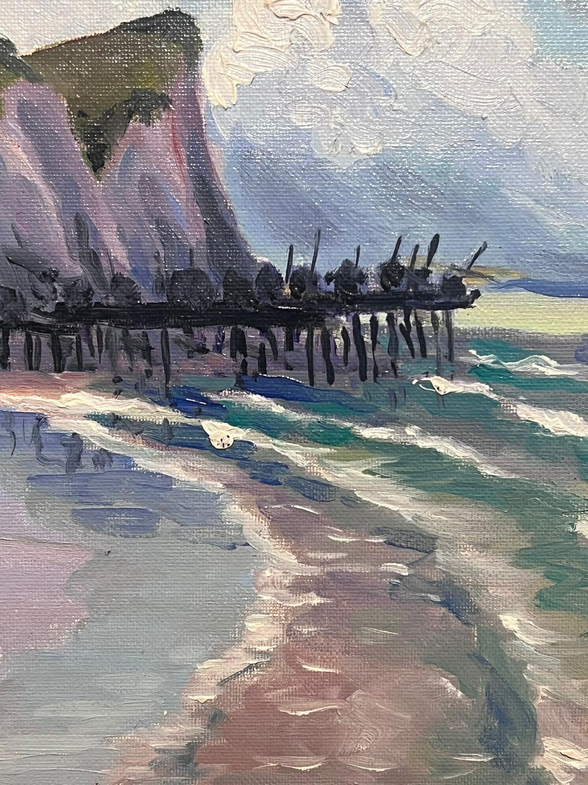 Contemporary French Impressionist Oil Rocky Coastline Sea Scape Beach For Sale 2