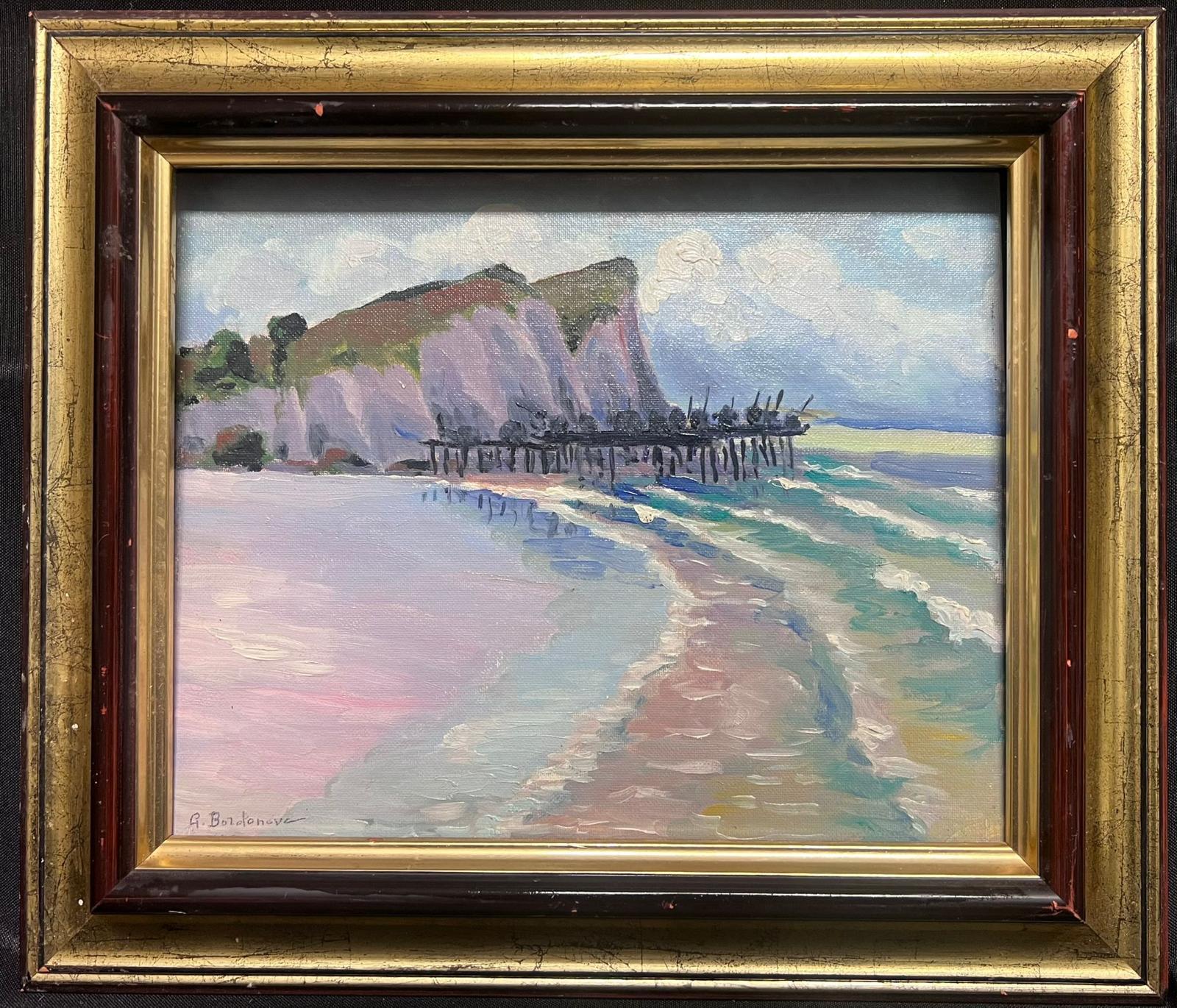 Georges Bordonove Landscape Painting - Contemporary French Impressionist Oil Rocky Coastline Sea Scape Beach
