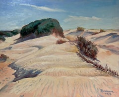 Retro Contemporary French Impressionist Oil Sand Dunes Landscape