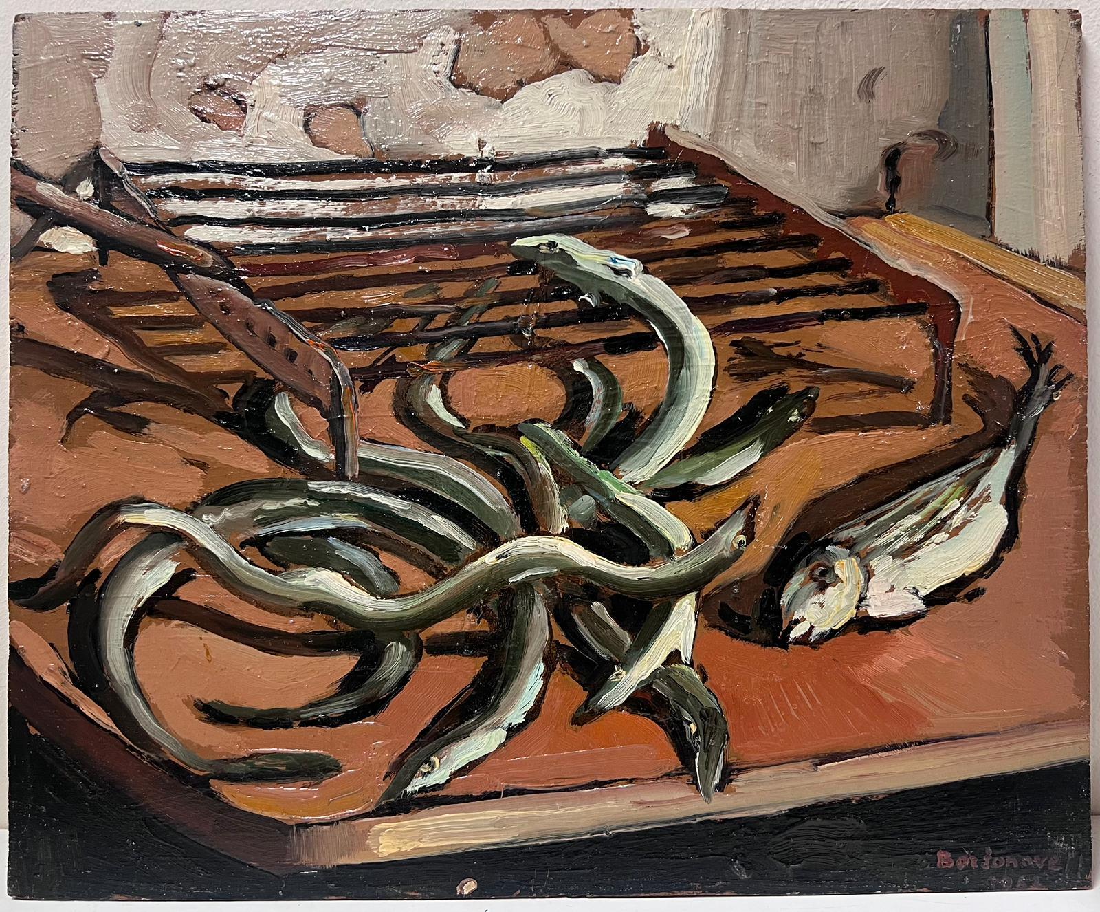 Huile impressionniste française contemporaine Sardines et poissons  - Painting de Georges Bordonove