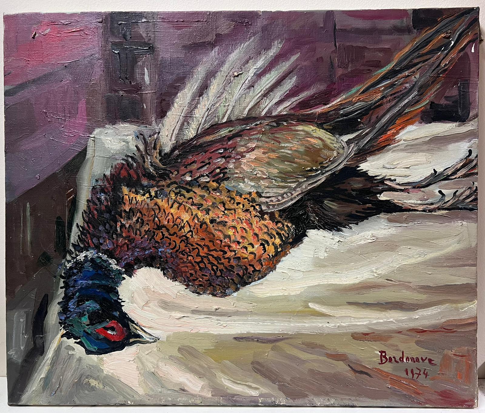Nature morte impressionniste contemporaine à l'huile gibier mort faisan - Painting de Georges Bordonove