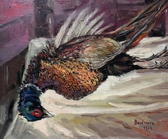 Vintage Contemporary French Impressionist Oil Still Life Dead Game Pheasant