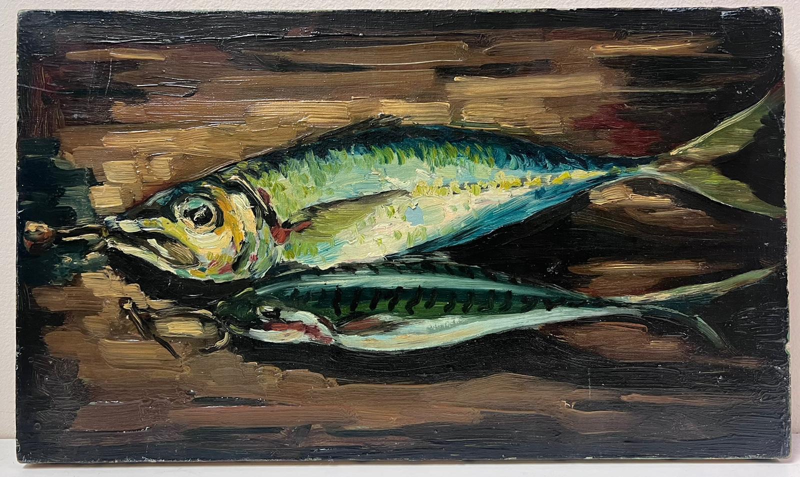 Contemporary French Impressionist Oil Still Life Fish on the Table - Painting by Georges Bordonove