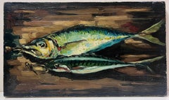 Contemporary French Impressionist Oil Still Life Fish on the Table