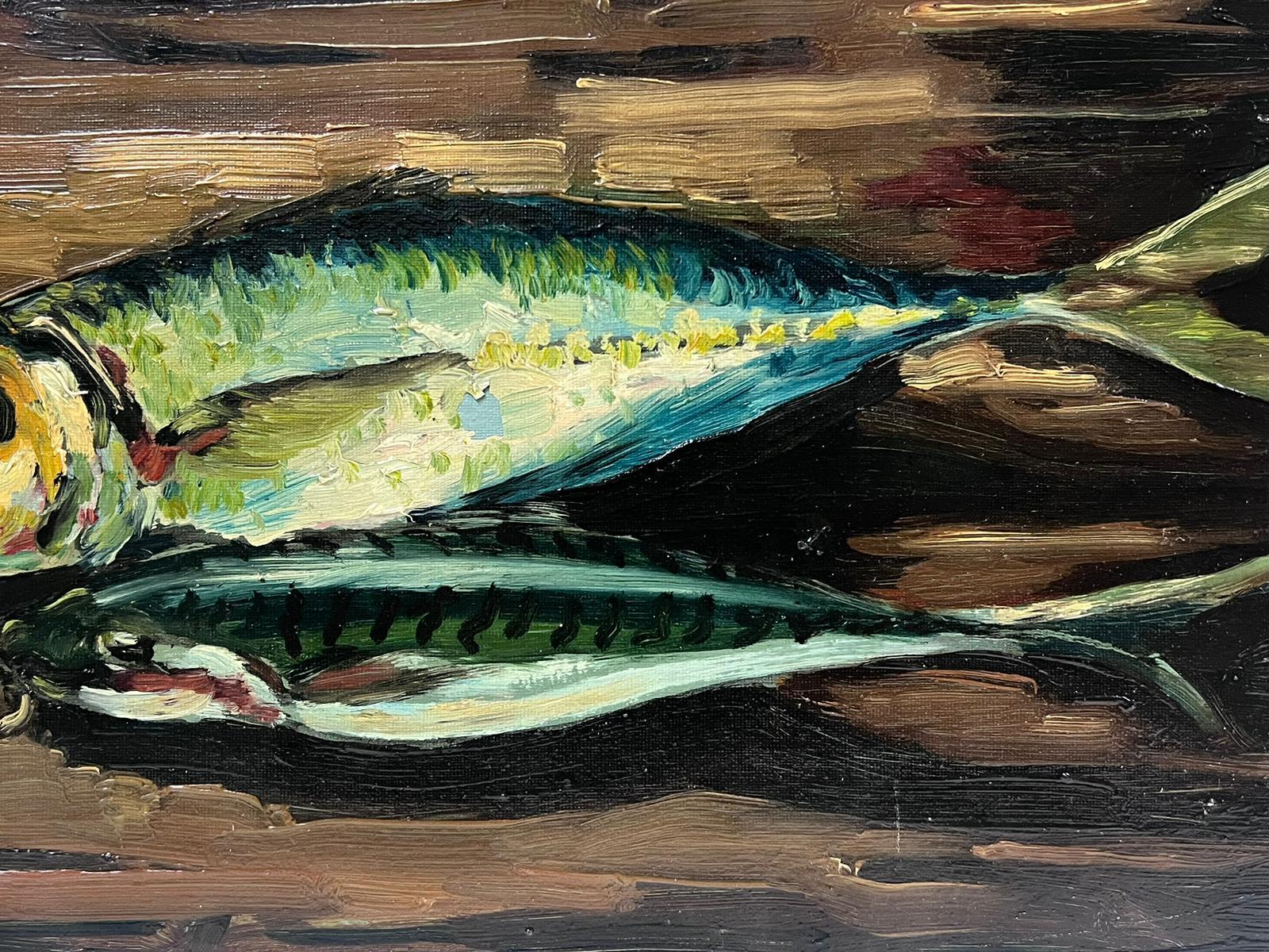 Contemporary French Impressionist Oil Still Life Fish on the Table For Sale 1