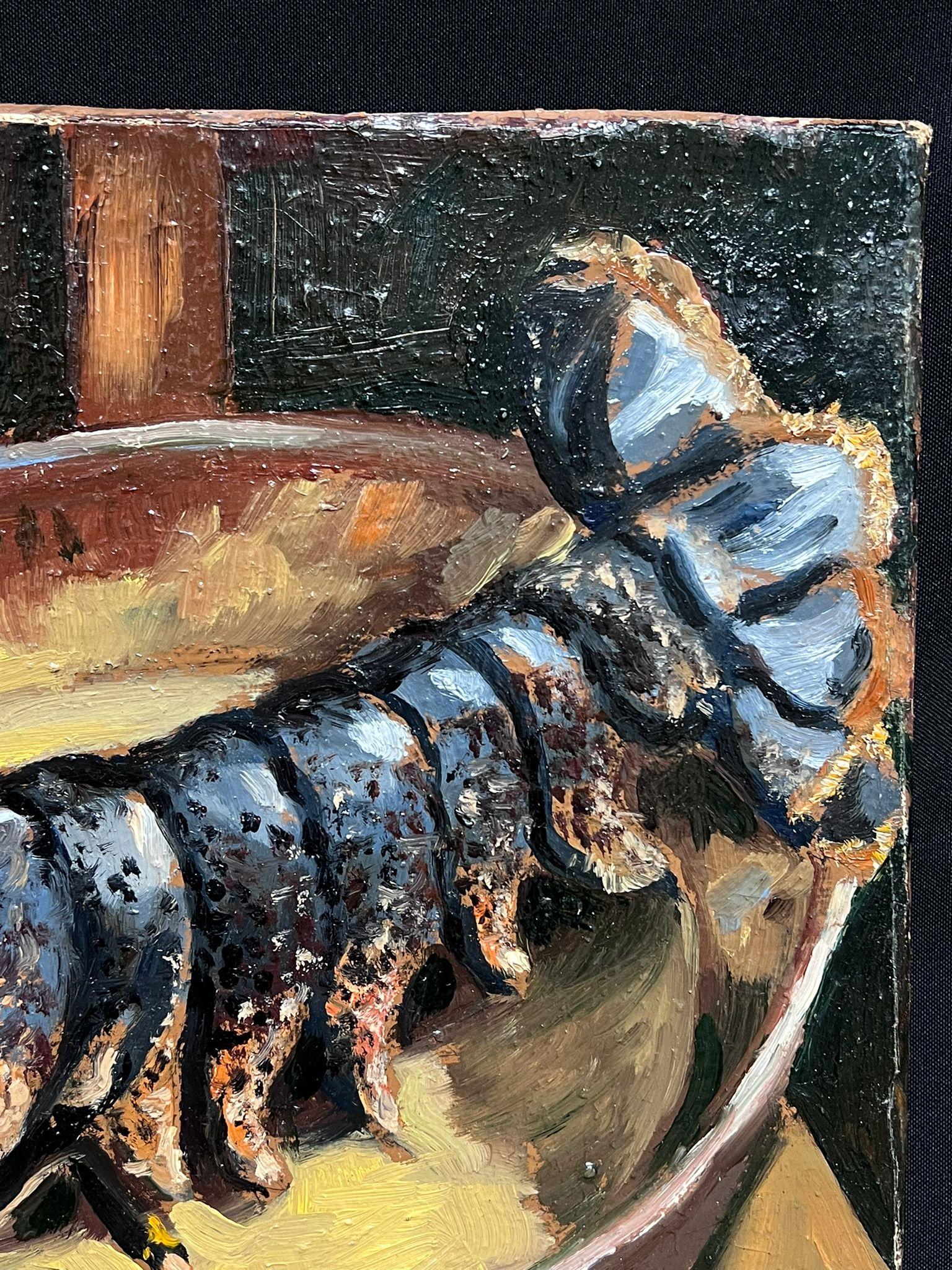 Lobster
by Georges Bordonave (French contemporary)  
signed oil painting on canvas, unframed
dated 1978
canvas: 15.5 x 18.5 inches
condition: very good
provenance: from a large private collection of this artists work, western Paris, France. 