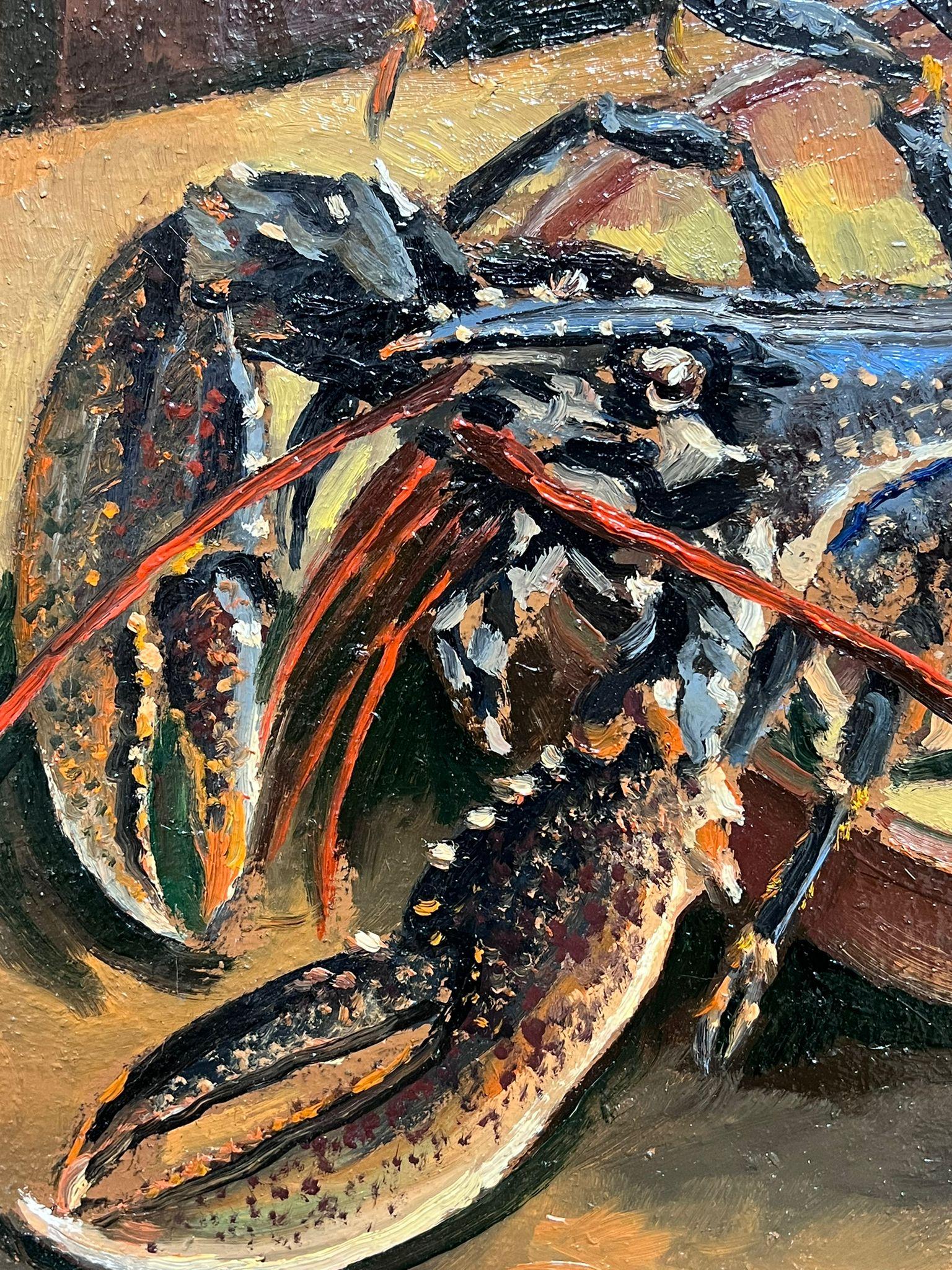 Nature morte à l'huile impressionniste française contemporaine représentant un homard en vente 1