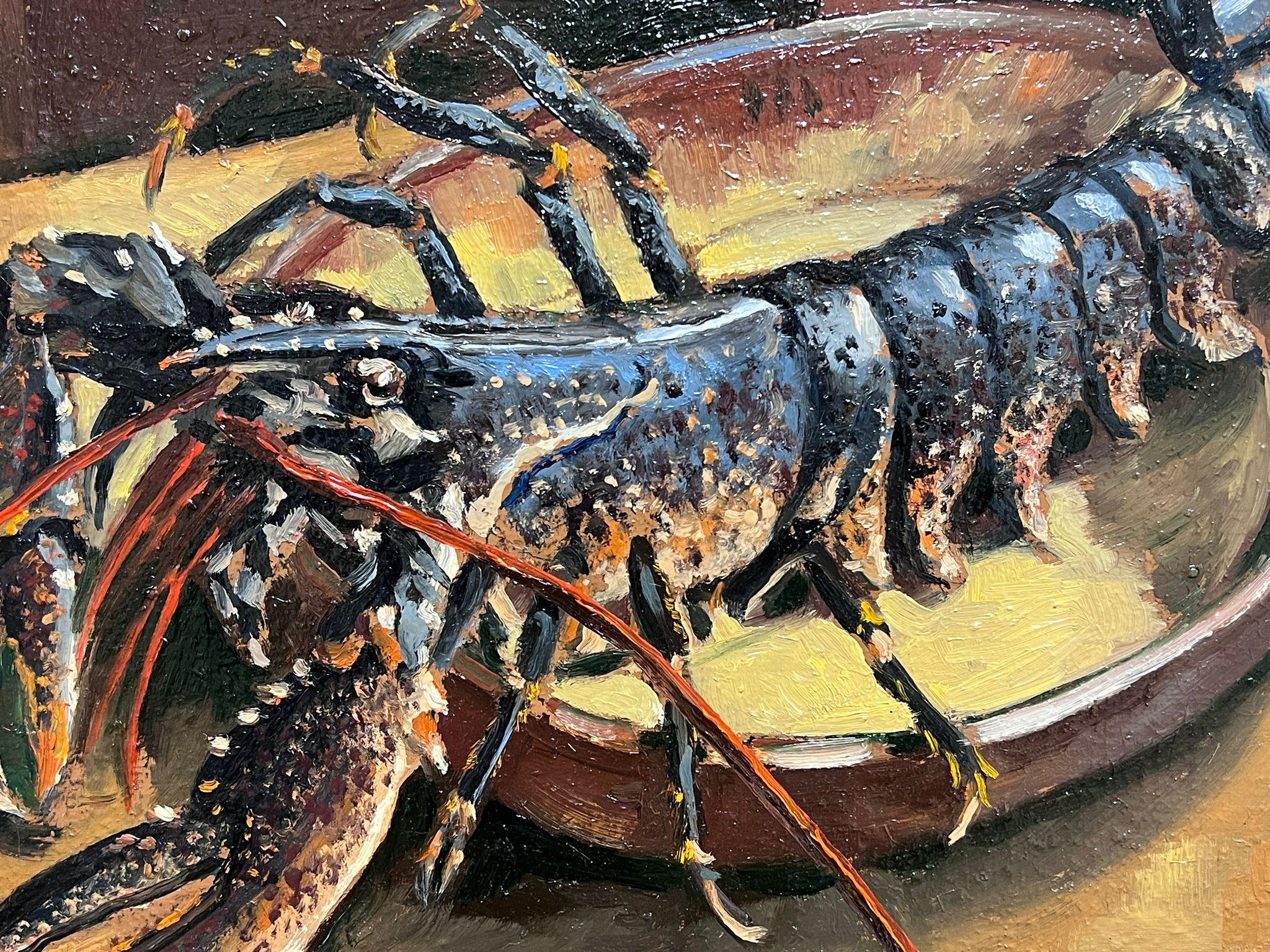 Nature morte à l'huile impressionniste française contemporaine représentant un homard en vente 2