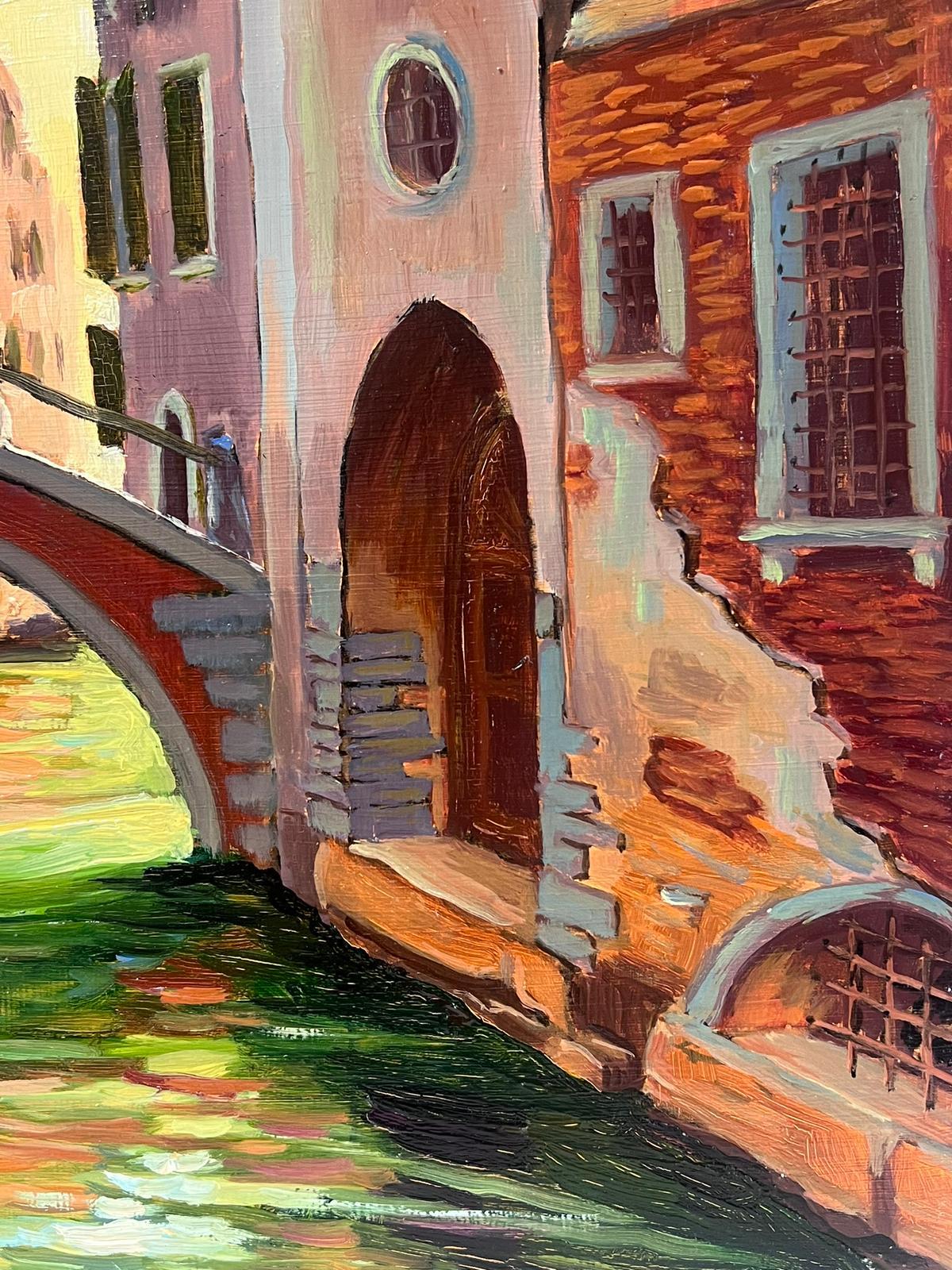 Óleo impresionista francés contemporáneo El tranquilo canal de remanso Venecia 1