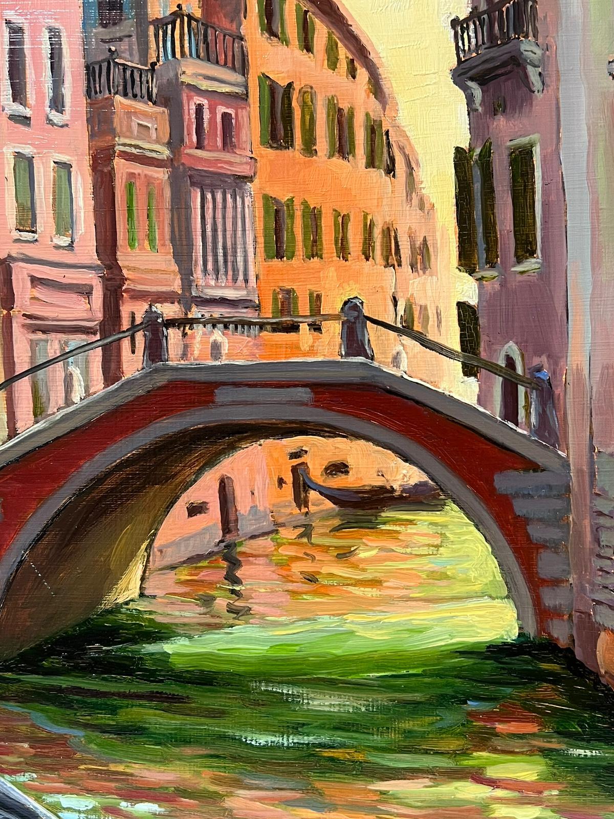 Óleo impresionista francés contemporáneo El tranquilo canal de remanso Venecia 2