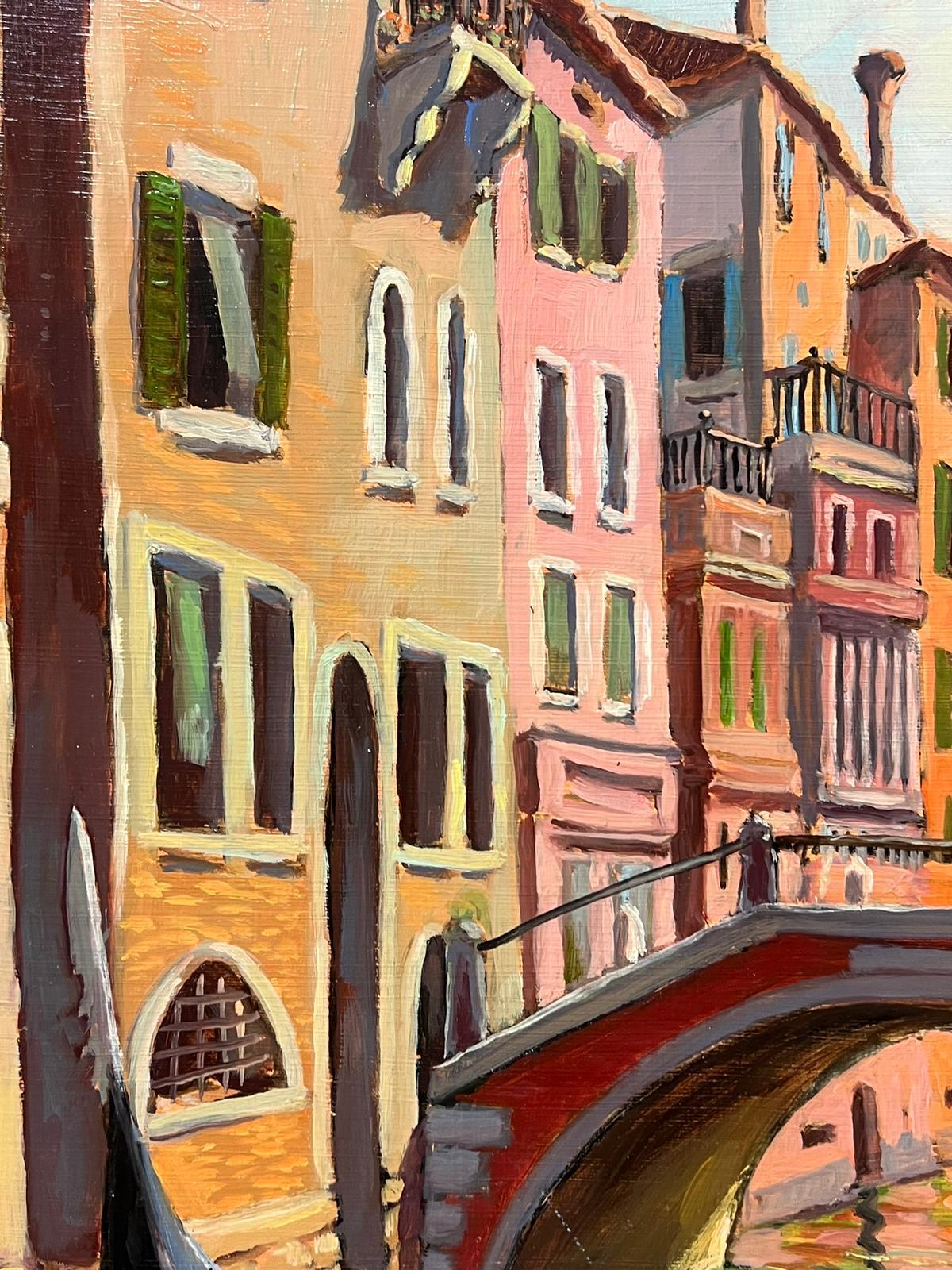 Óleo impresionista francés contemporáneo El tranquilo canal de remanso Venecia 4
