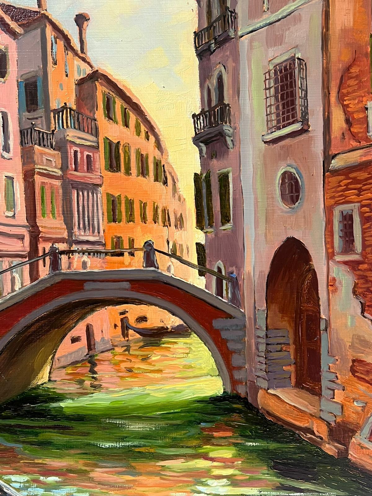 Óleo impresionista francés contemporáneo El tranquilo canal de remanso Venecia 5