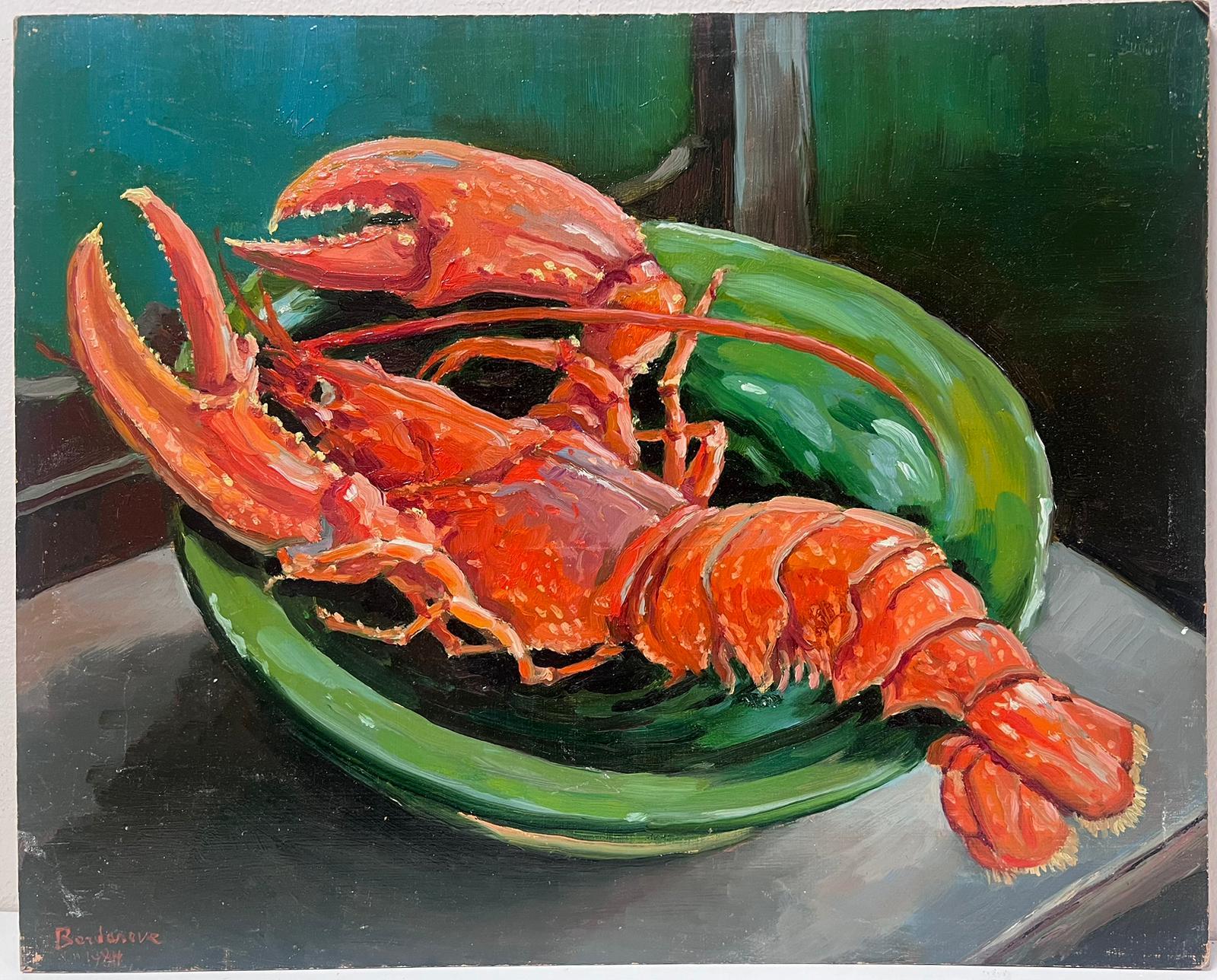 Contemporary French Impressionist Oil The Red Lobster on the Kitchen Table - Painting by Georges Bordonove