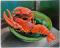 Contemporary French Impressionist Oil The Red Lobster on the Kitchen Table