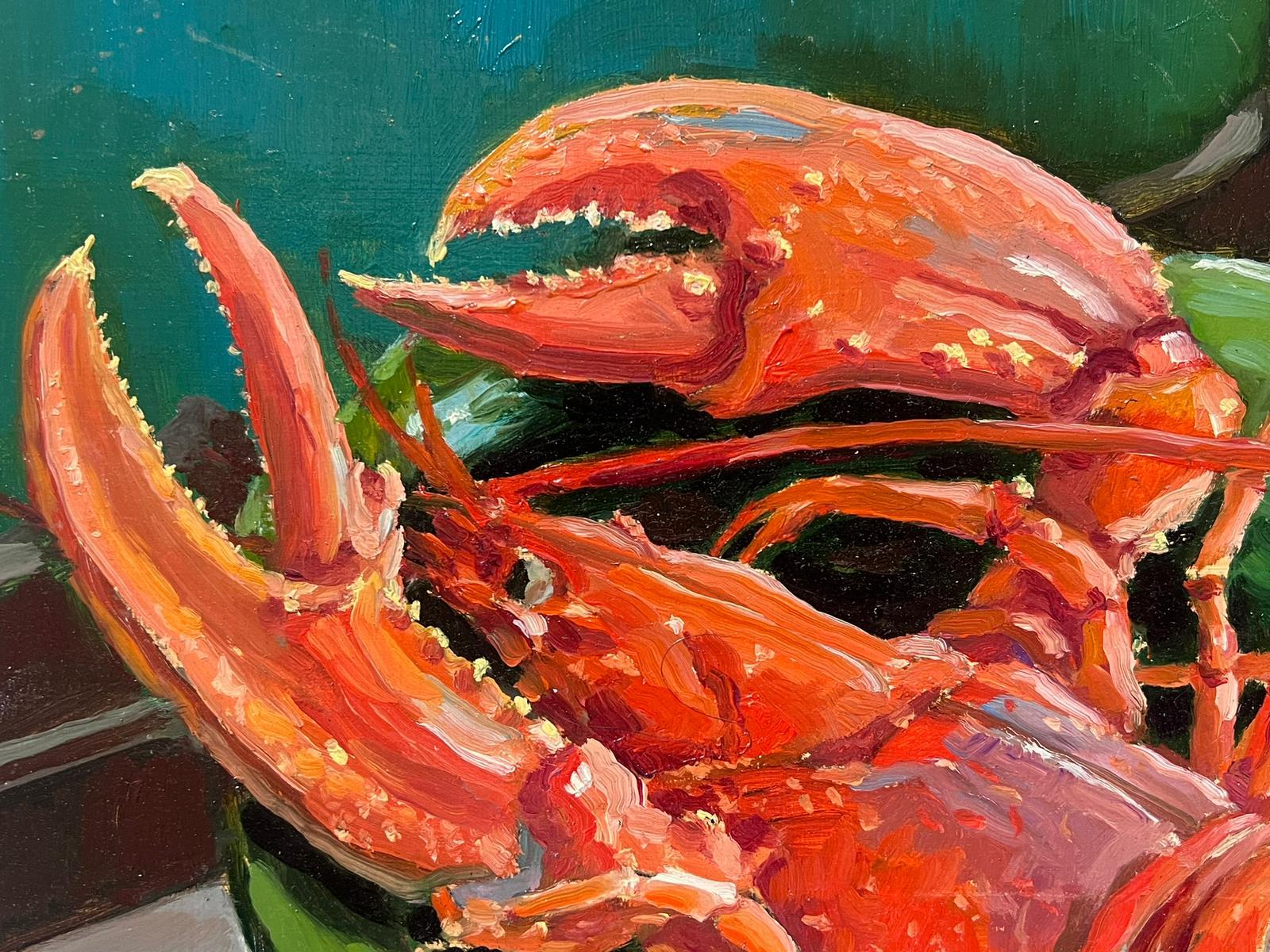 The Red Lobster
by Georges Bordonave (French contemporary) 
dated 1984
signed oil painting on board, unframed
board: 13 x 16 inches
condition: very good
provenance: from a large private collection of this artists work, western Paris, France. 