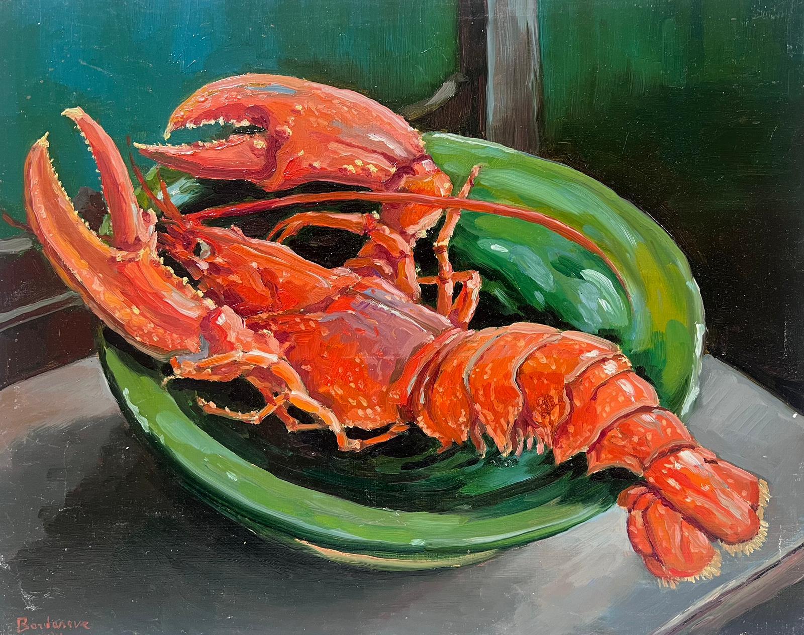 Contemporary French Impressionist Oil The Red Lobster on the Kitchen Table