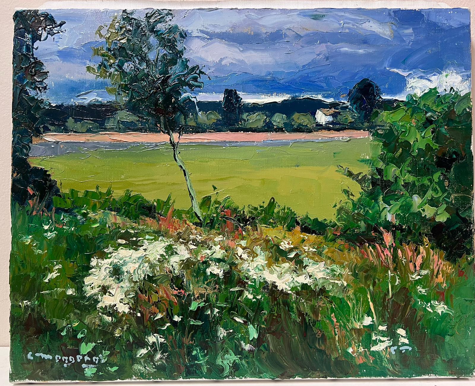 Óleo impresionista francés contemporáneo Flores silvestres en campos de prados - Painting de Georges Bordonove