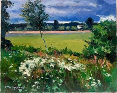 Huile impressionniste française contemporaine Fleurs sauvages dans les prés