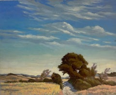 Contemporary French Impressionist Oil Windswept French Landscape Country Path