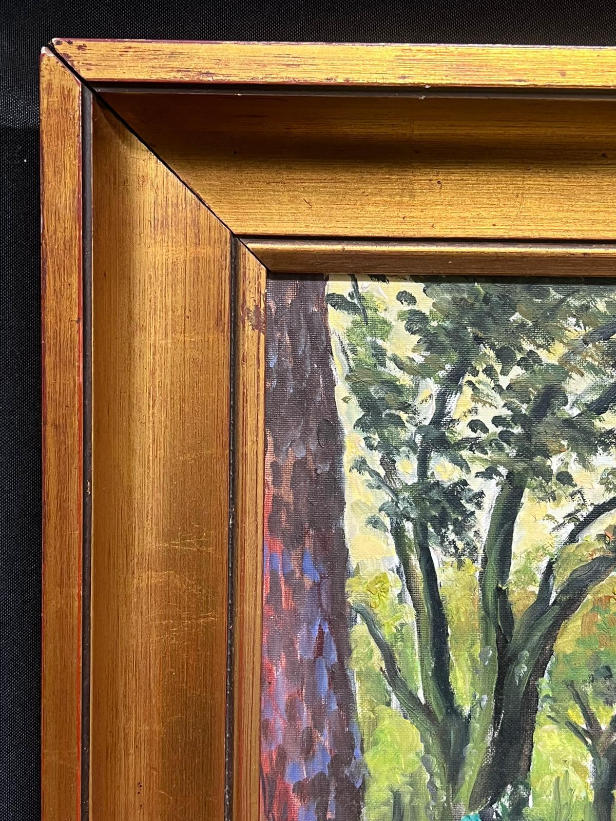 Il viale degli alberi
di Georges Bordonave (francese contemporaneo)  
dipinto a olio su tela, incorniciato
incorniciato: 20,5 x 17,5 pollici
tela: 16 x 13 pollici
condizioni: ottime
provenienza: da una grande collezione privata di opere di questo
