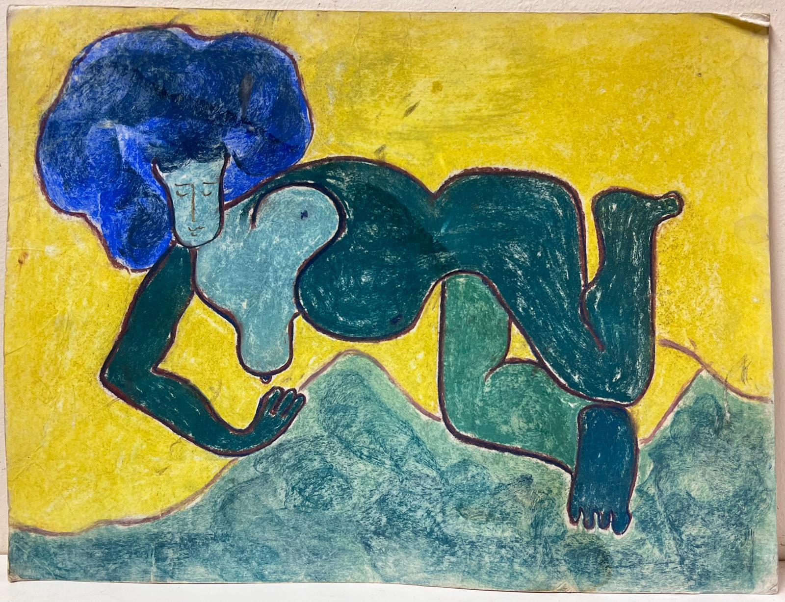 Contemporain Impressionniste français Figure verte farfelue Abstrait - Painting de Georges Bordonove