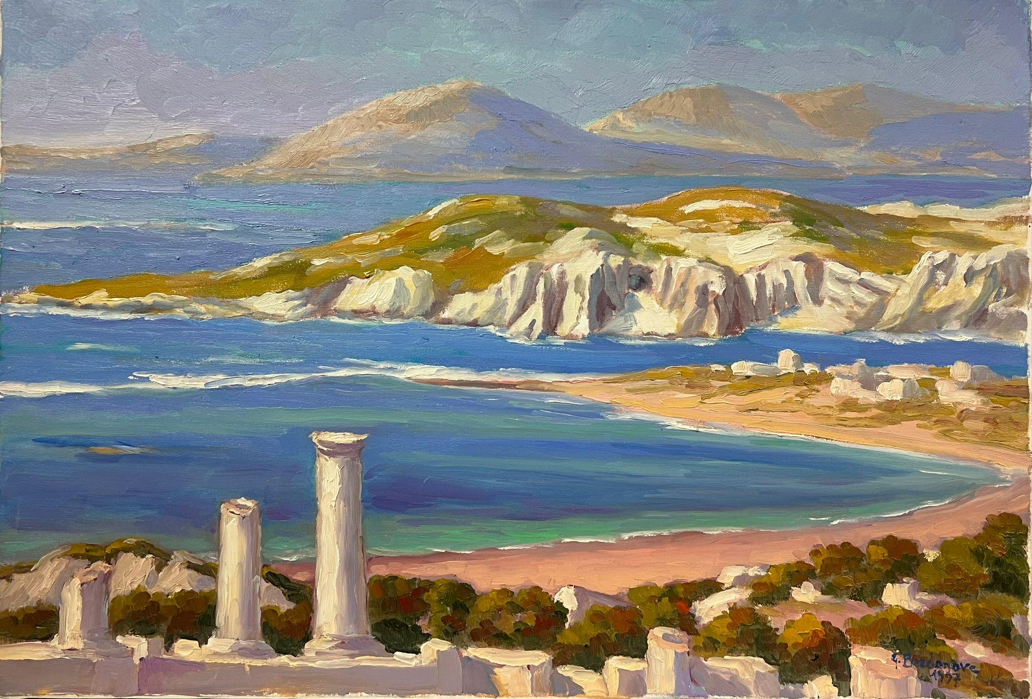 Pittura a olio contemporanea francese Paesaggio costiero di antiche rive