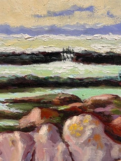 French Impressionist Lighthouse Overlooking Rocky Shoreline Oil Painting
