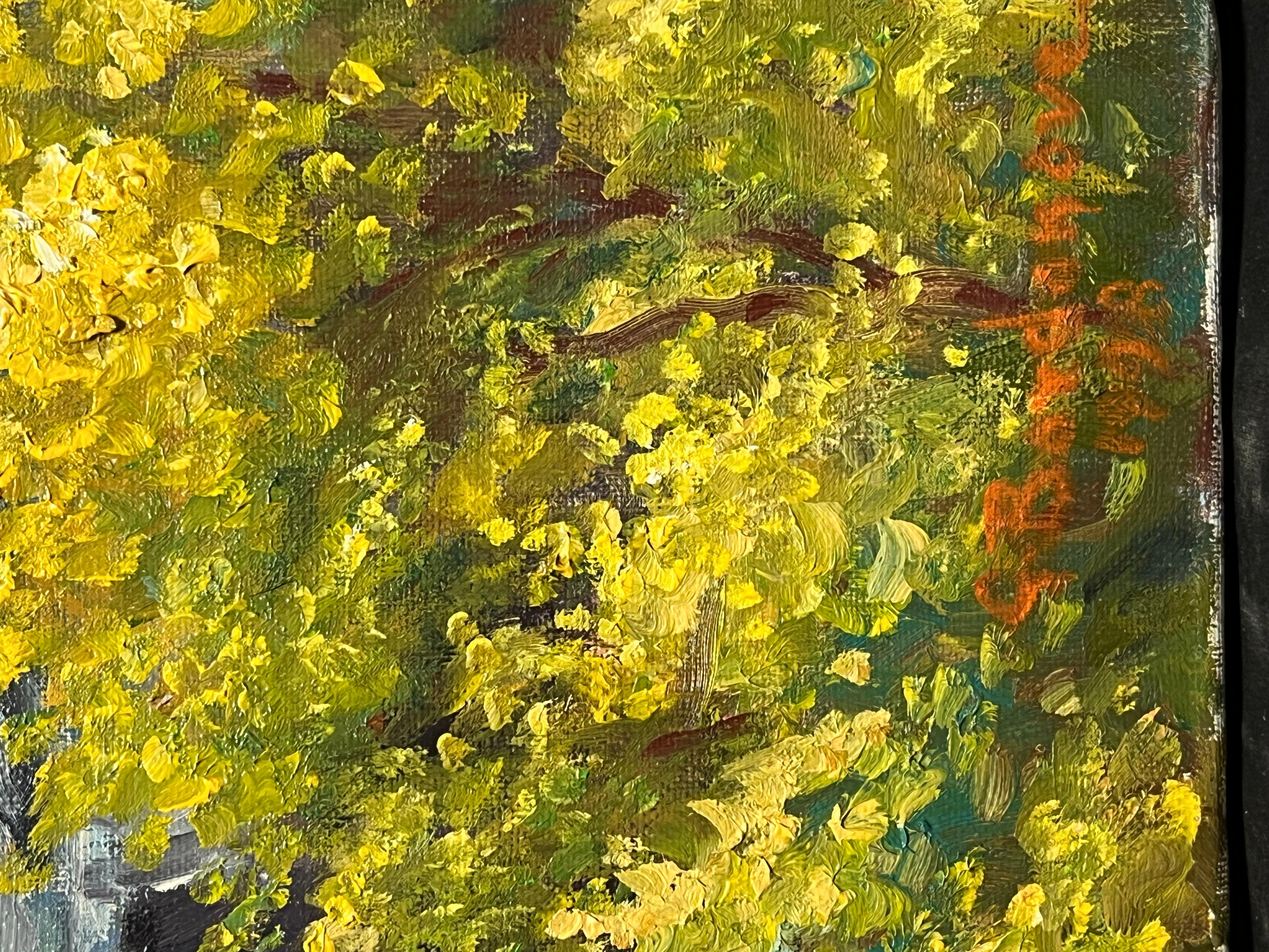 Pittura ad olio impressionista francese Cime torreggianti e valle luminosa e colorata in vendita 4