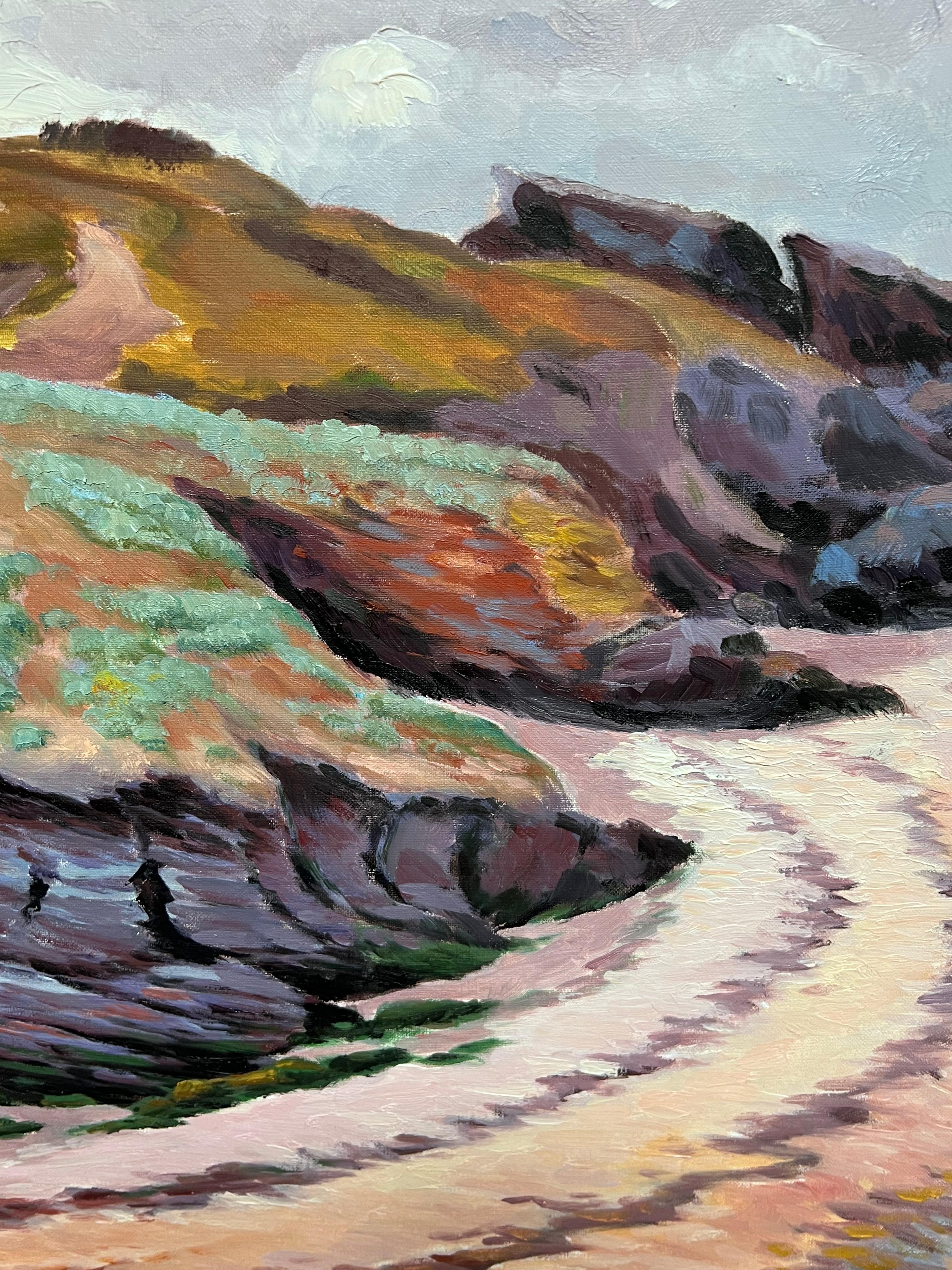 Französisch-impressionistisches Ölgemälde des Impressionismus, Küstenweg mit herrlichen Cliffs (Grau), Landscape Painting, von Georges Bordonove