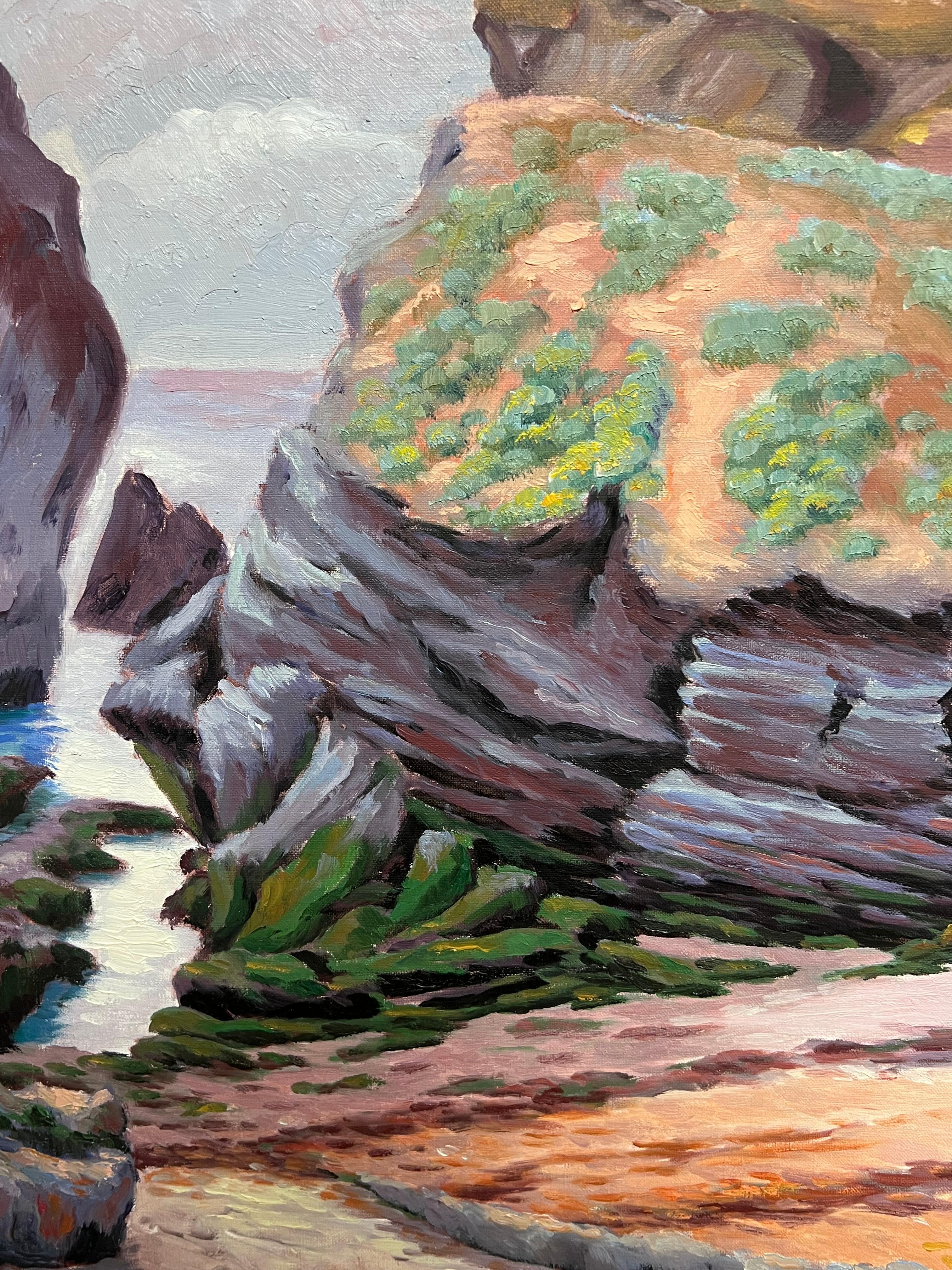 Französisch-impressionistisches Ölgemälde des Impressionismus, Küstenweg mit herrlichen Cliffs im Angebot 1