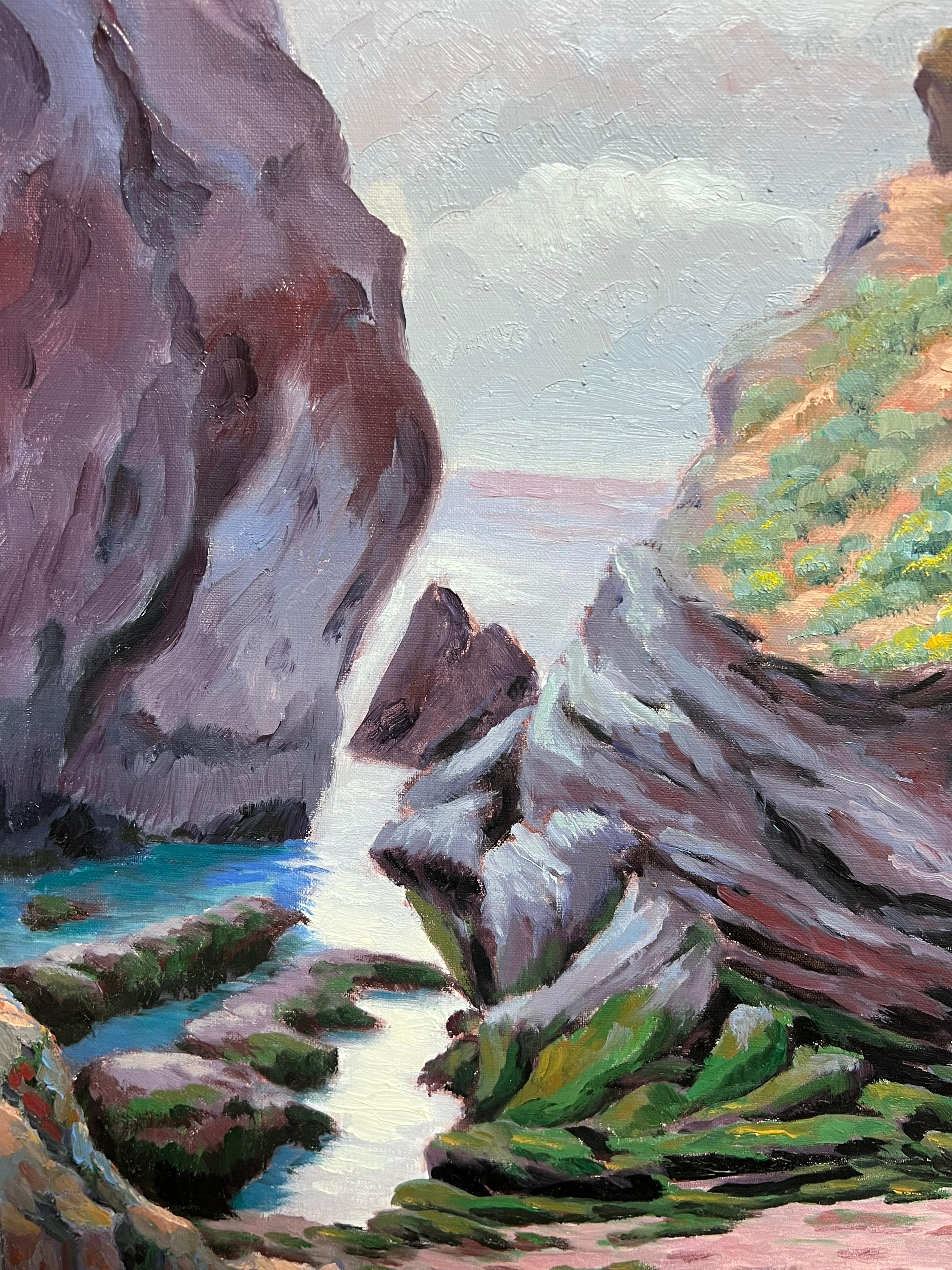 Französisch-impressionistisches Ölgemälde des Impressionismus, Küstenweg mit herrlichen Cliffs im Angebot 3
