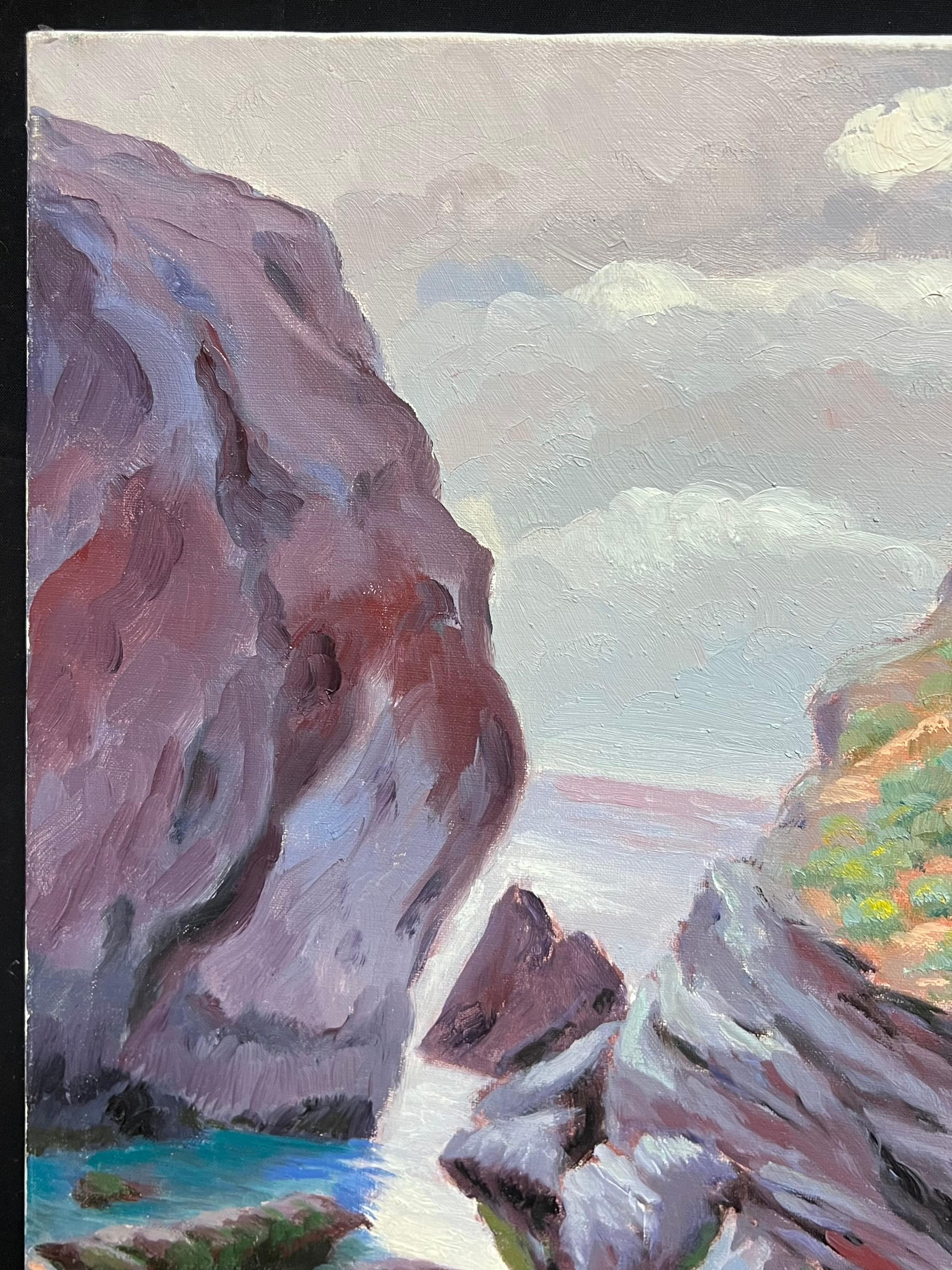 Französisch-impressionistisches Ölgemälde des Impressionismus, Küstenweg mit herrlichen Cliffs im Angebot 4