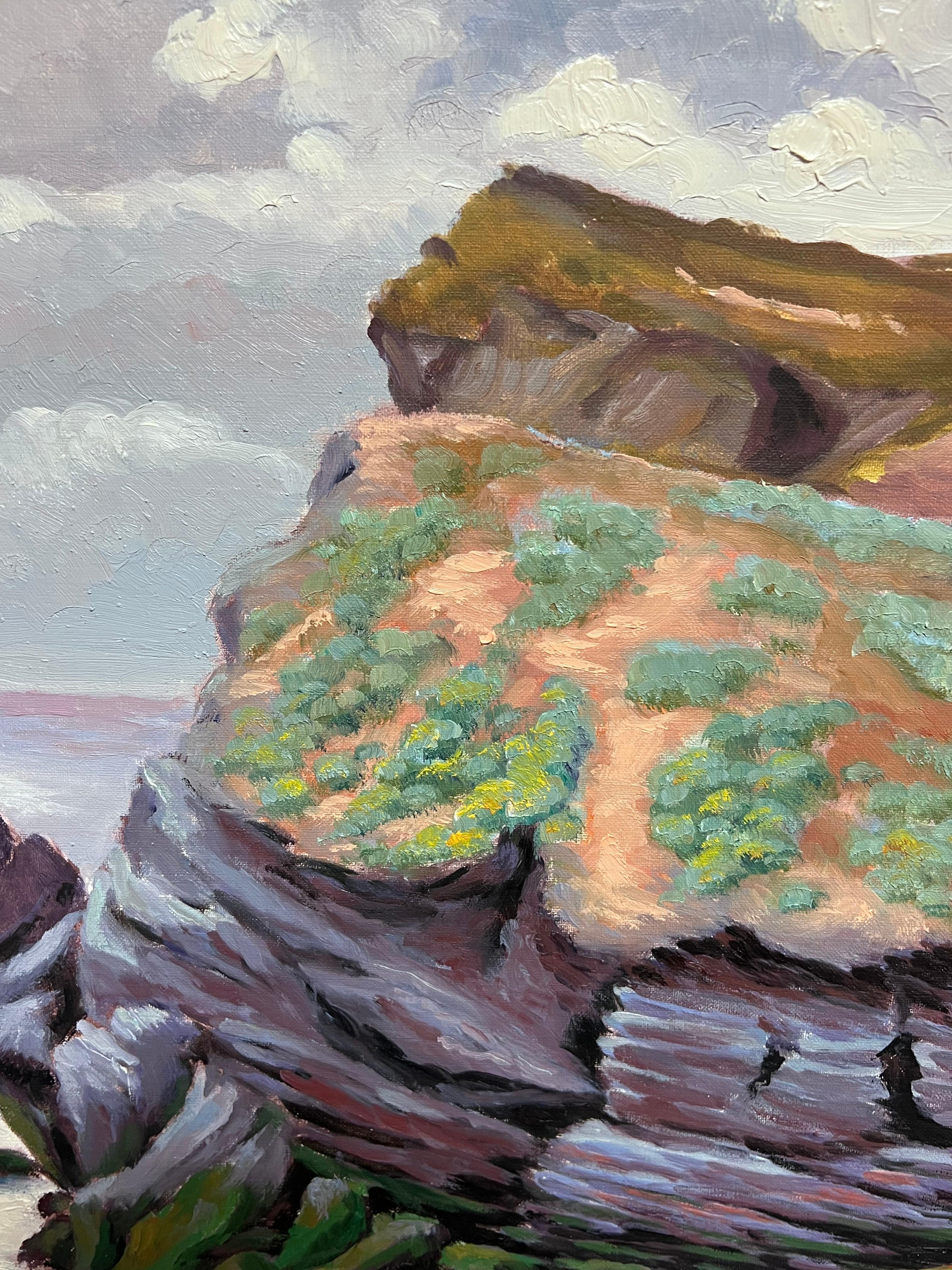 Französisch-impressionistisches Ölgemälde des Impressionismus, Küstenweg mit herrlichen Cliffs im Angebot 5