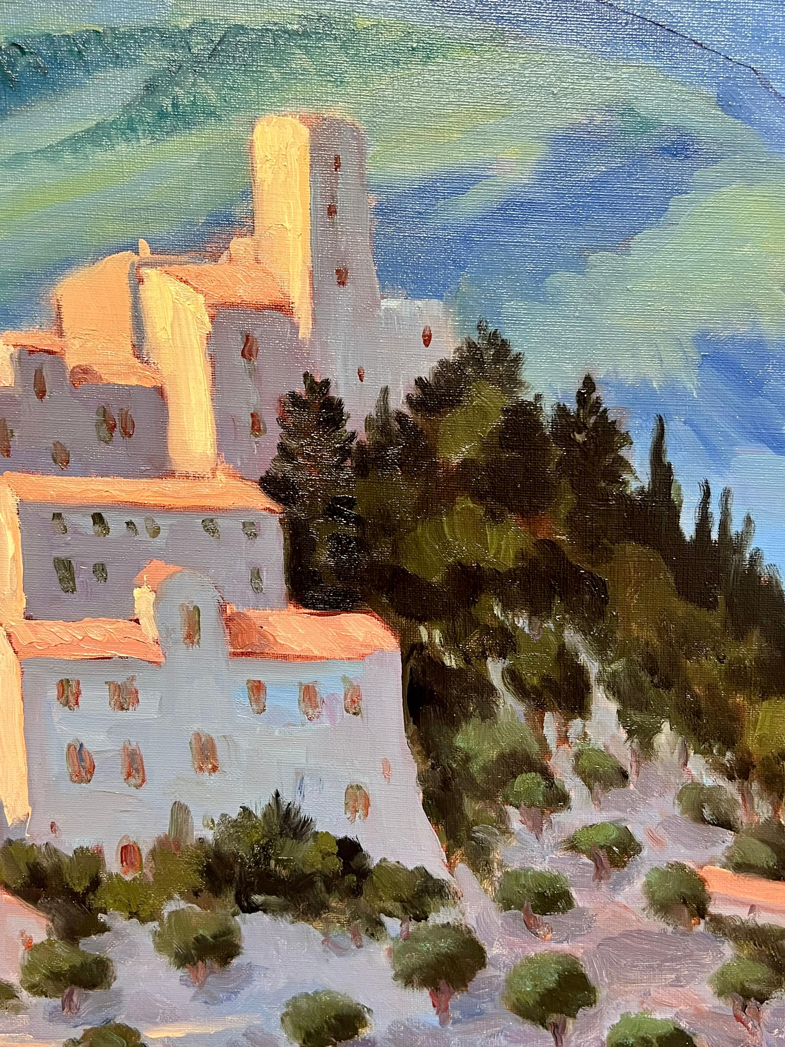 Französisch-impressionistisches Ölgemälde, Hill Top, Dorf, Olivenbäume, Weiße Häuser, Weiße Häuser im Angebot 3