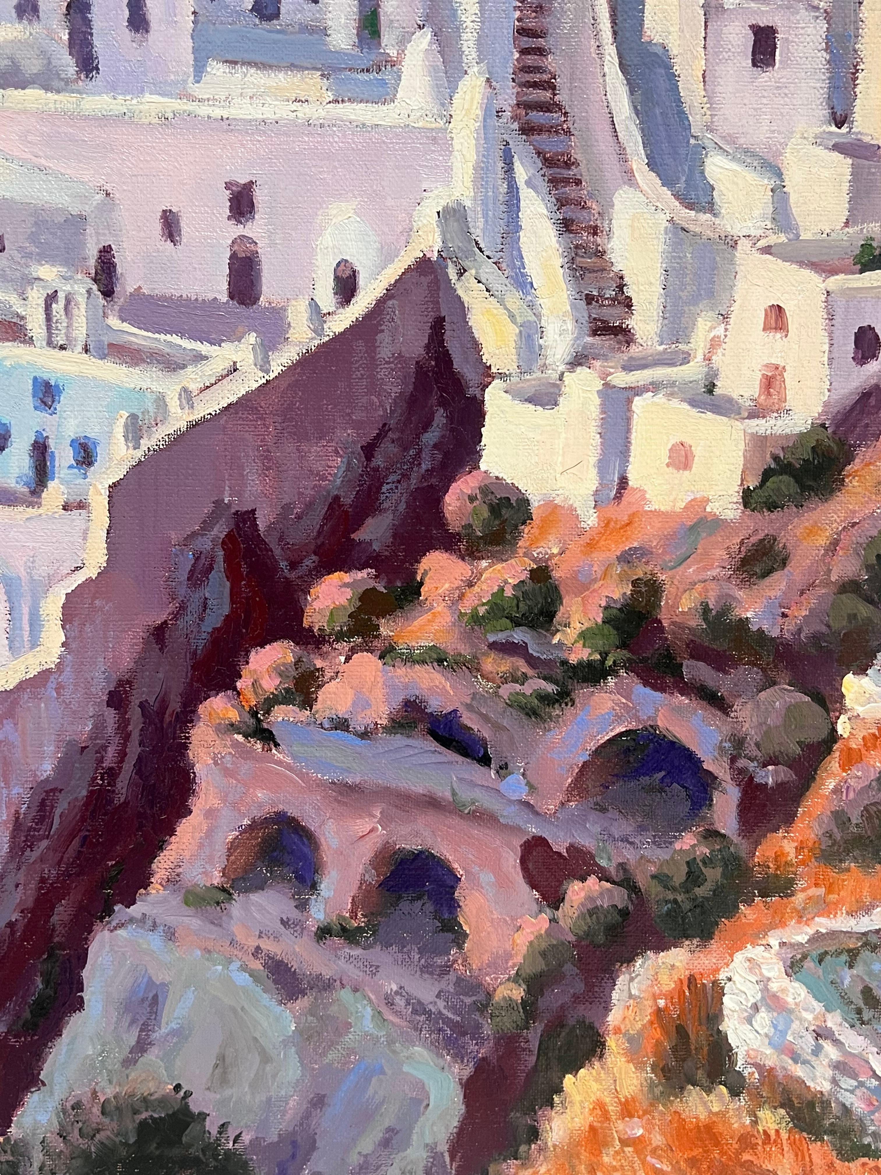 Tramonto a Santorini
firmato da Georges Bordonave (contemporaneo francese)
datato 1999
dipinto a olio su tela, senza cornice
tela: 24 x 16 pollici
condizioni: ottime
provenienza: da una grande collezione privata di opere di questo artista, a ovest