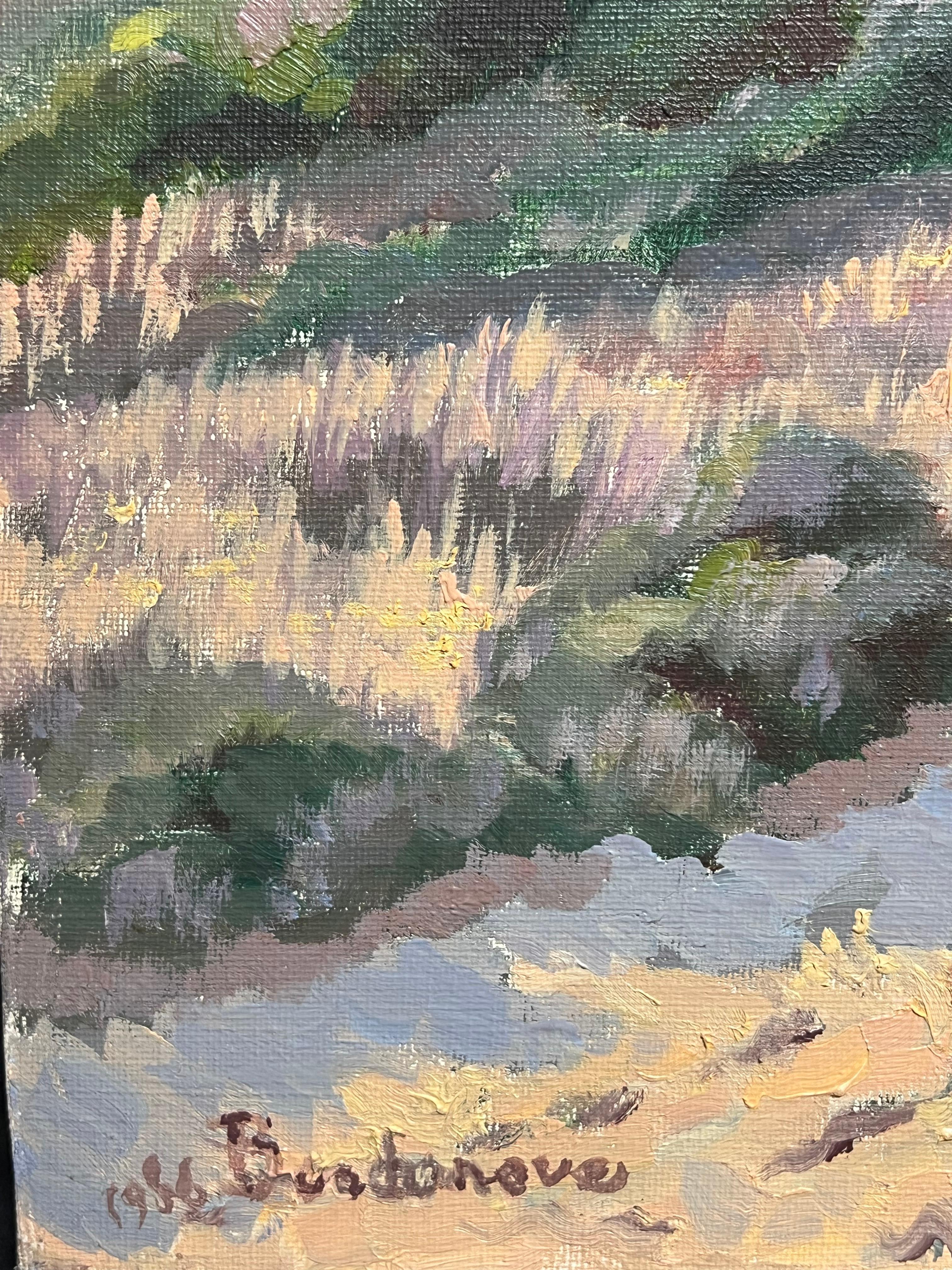 Pittura a olio impressionista francese Sentiero illuminato dal sole attraverso le dune di Rolle in vendita 5