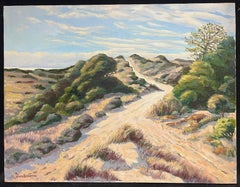 French Impressionist Oil Painting Sunlit Path Through Rolling Sand Dunes