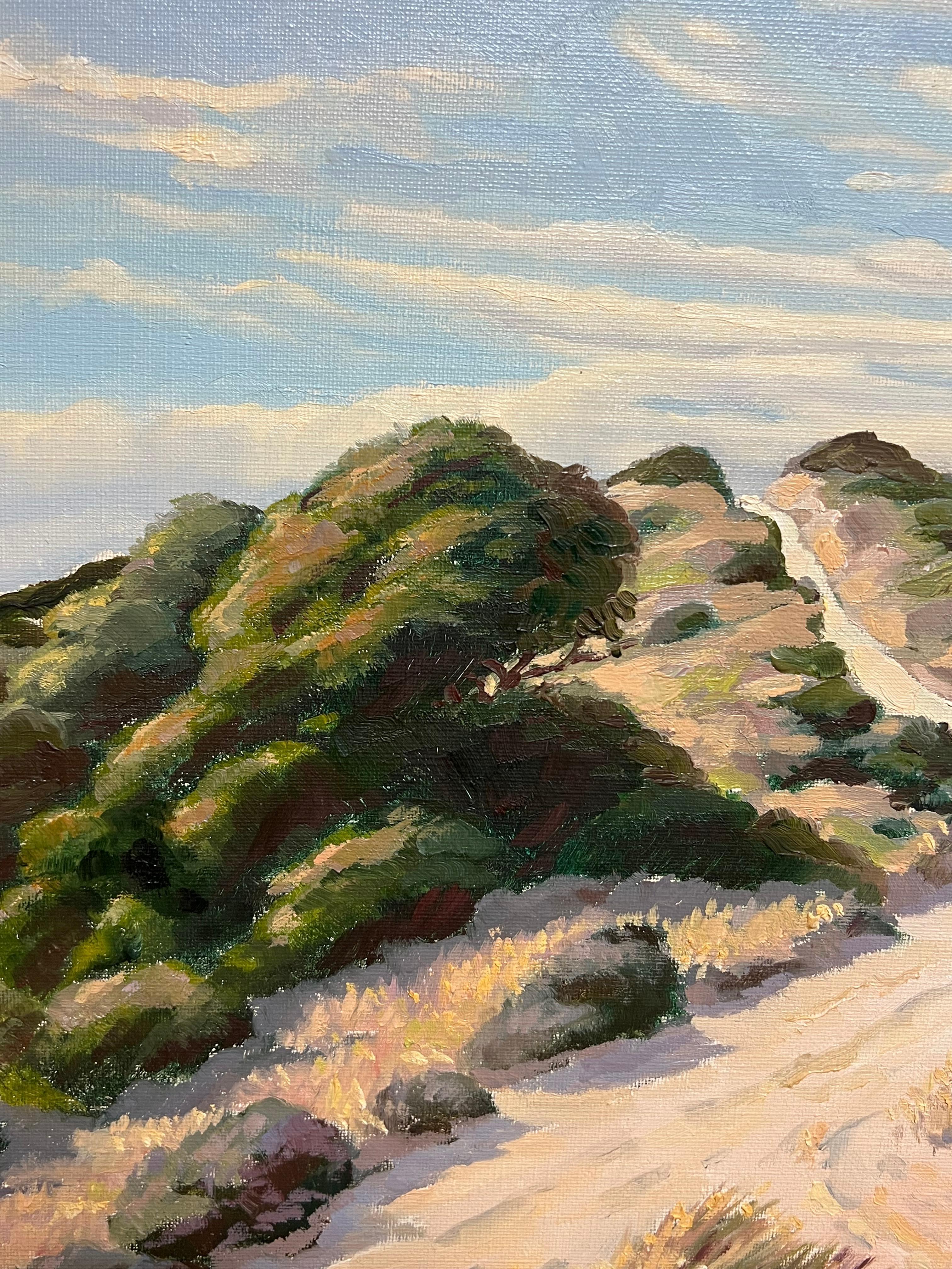 Pittura a olio impressionista francese Sentiero illuminato dal sole attraverso le dune di Rolle - Painting Impressionismo di Georges Bordonove