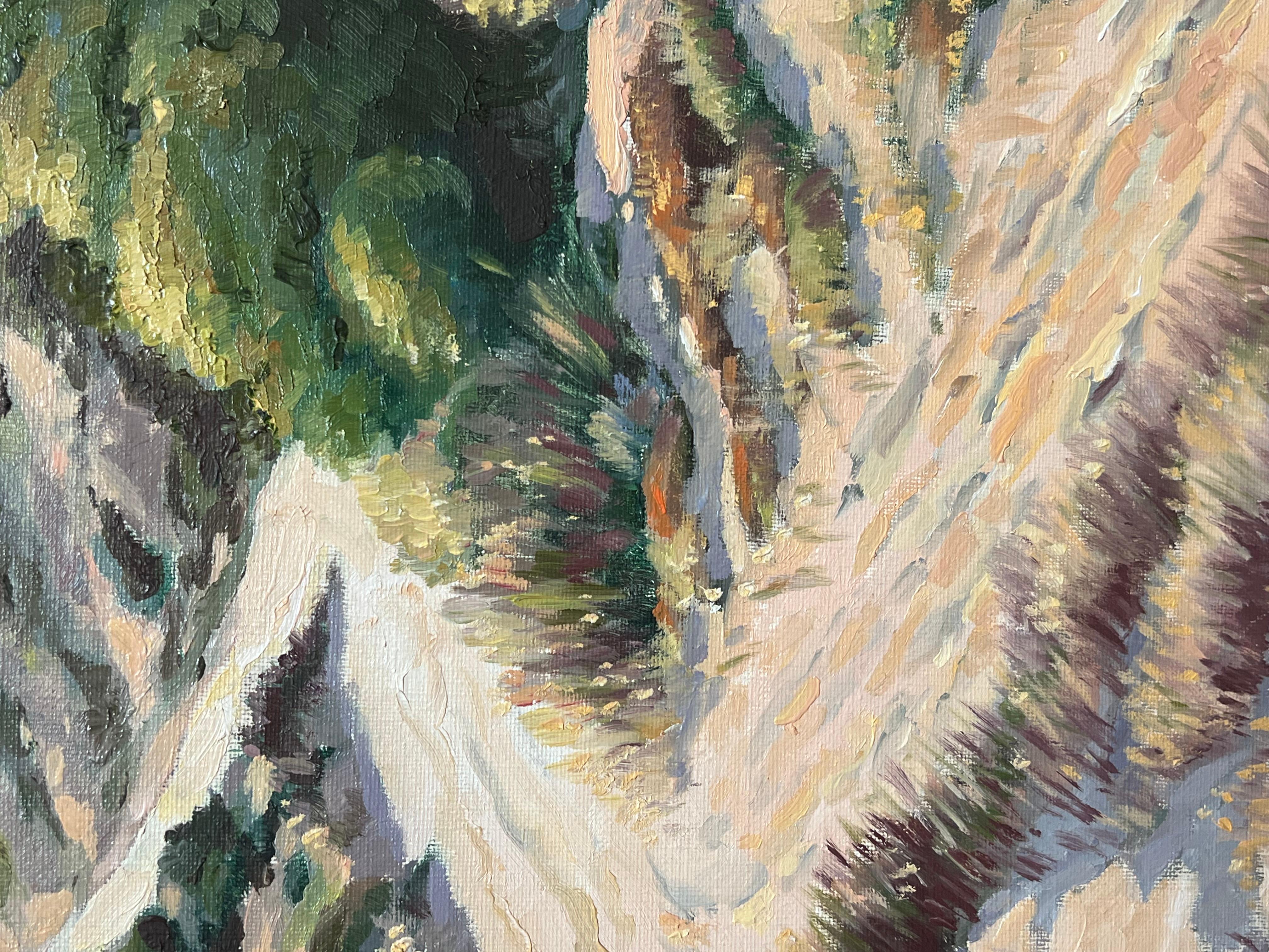 Pittura a olio impressionista francese Sentiero illuminato dal sole attraverso le dune di Rolle in vendita 4
