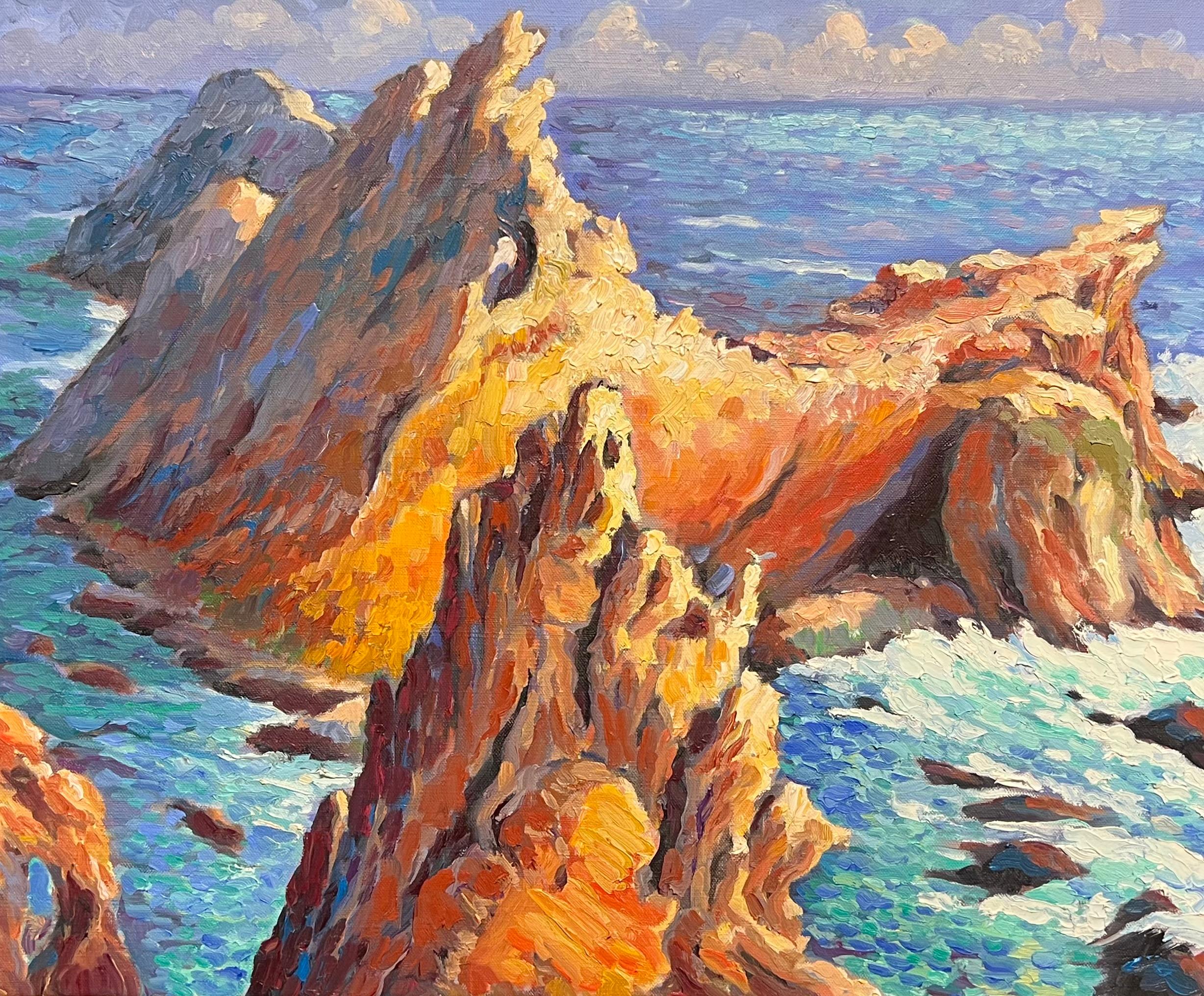 Coastal Cliffs:
by Georges Bordonave (French contemporary)
signed oil painting on canvas, framed
framed: 25 x 29 inches
canvas: 18 x 22 inches
condition: very good
provenance: from a large private collection of this artists work, western Paris,