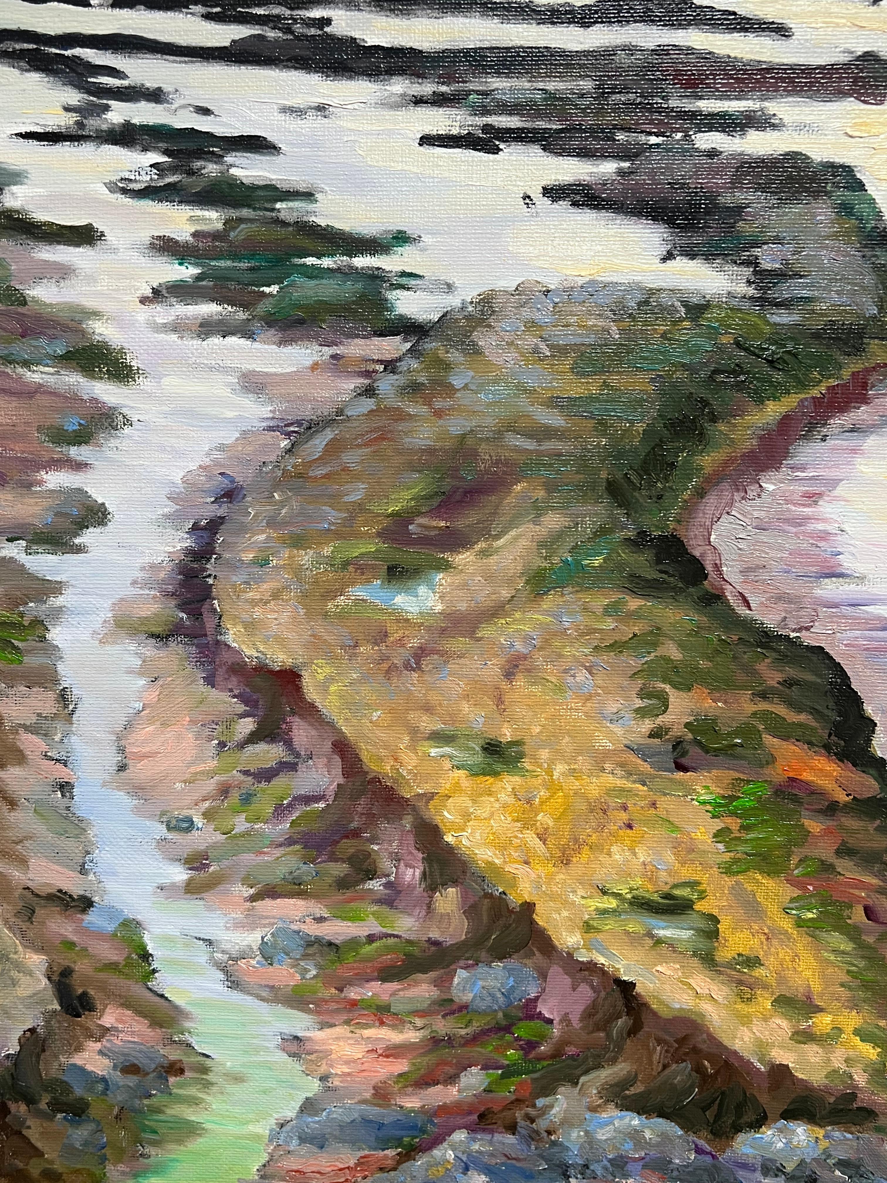 Ebbe und Flut Landschaft 
von Georges Bordonave (französischer Zeitgenosse)
signiertes Ölgemälde auf Leinwand, ungerahmt
Leinwand: 20 x 26 Zoll
aus dem Jahr 2005
verso beschriftet
Zustand: sehr gut
Provenienz: aus einer großen Privatsammlung dieses
