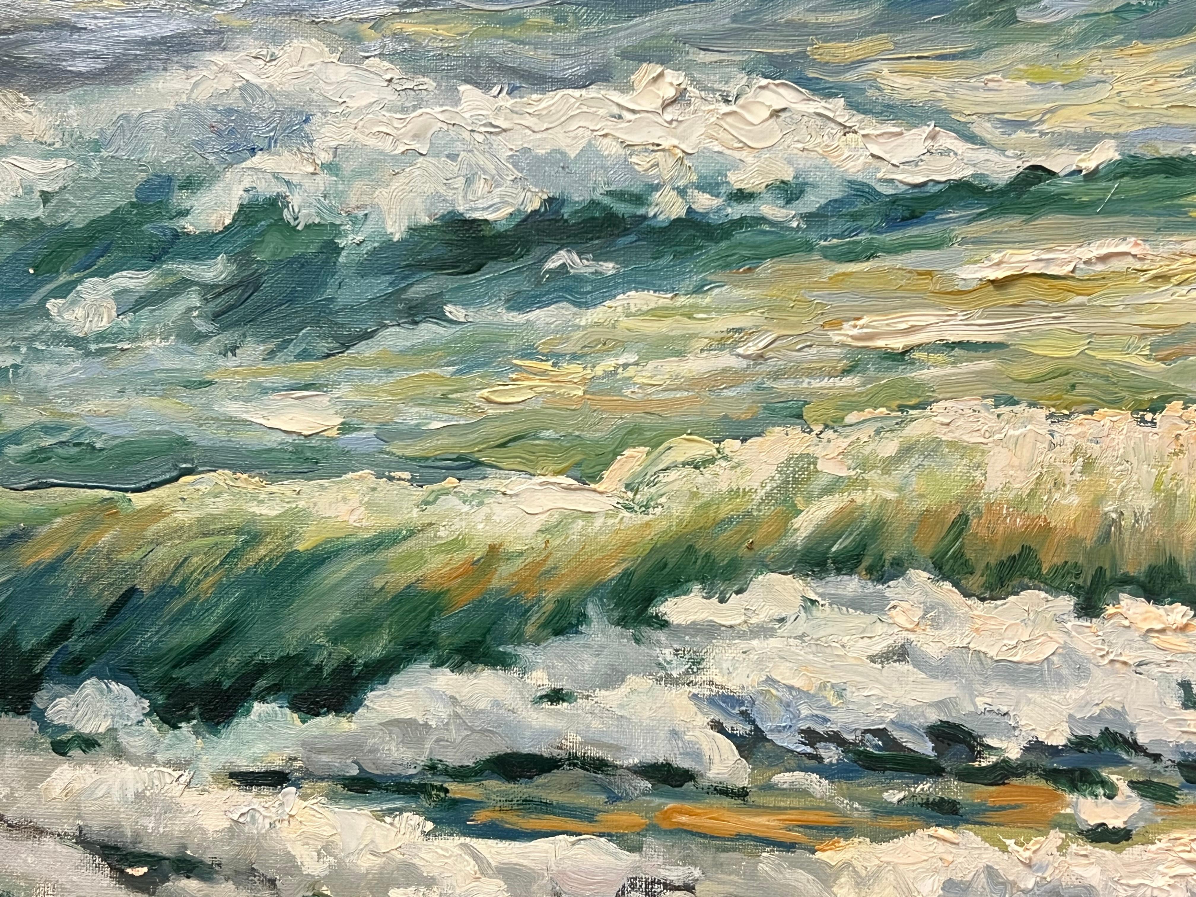 Pittura ad olio francese post-impressionista del XX secolo Onde che si infrangono sul mare in vendita 1